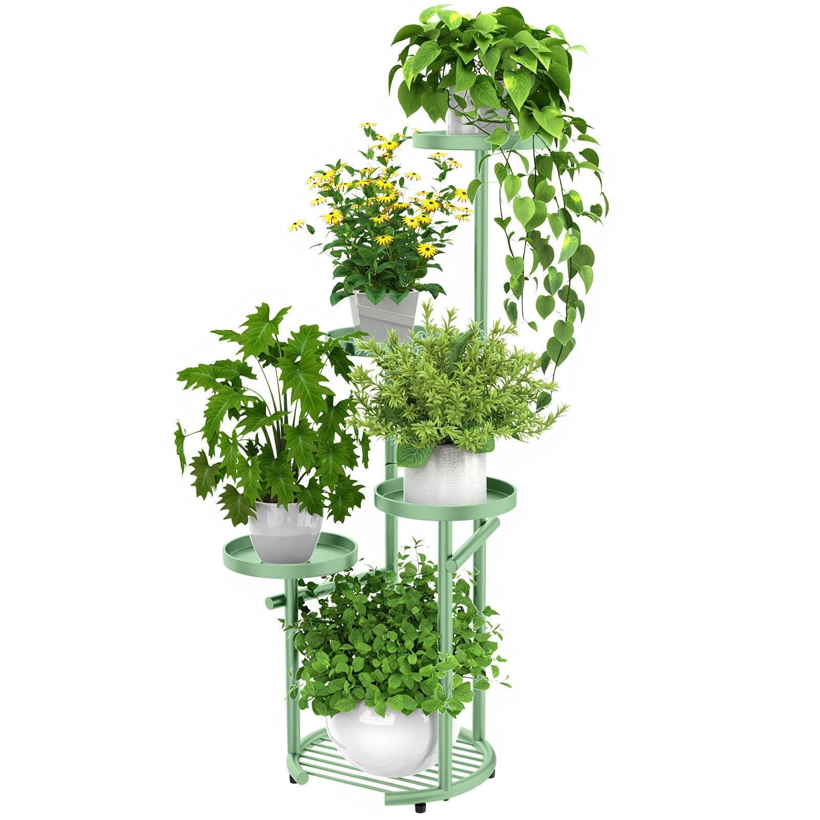 TOSKING 5-Tier Metal Plant Stand – Indoor/Outdoor Corner Flower Pot Shelf 42″ Gr