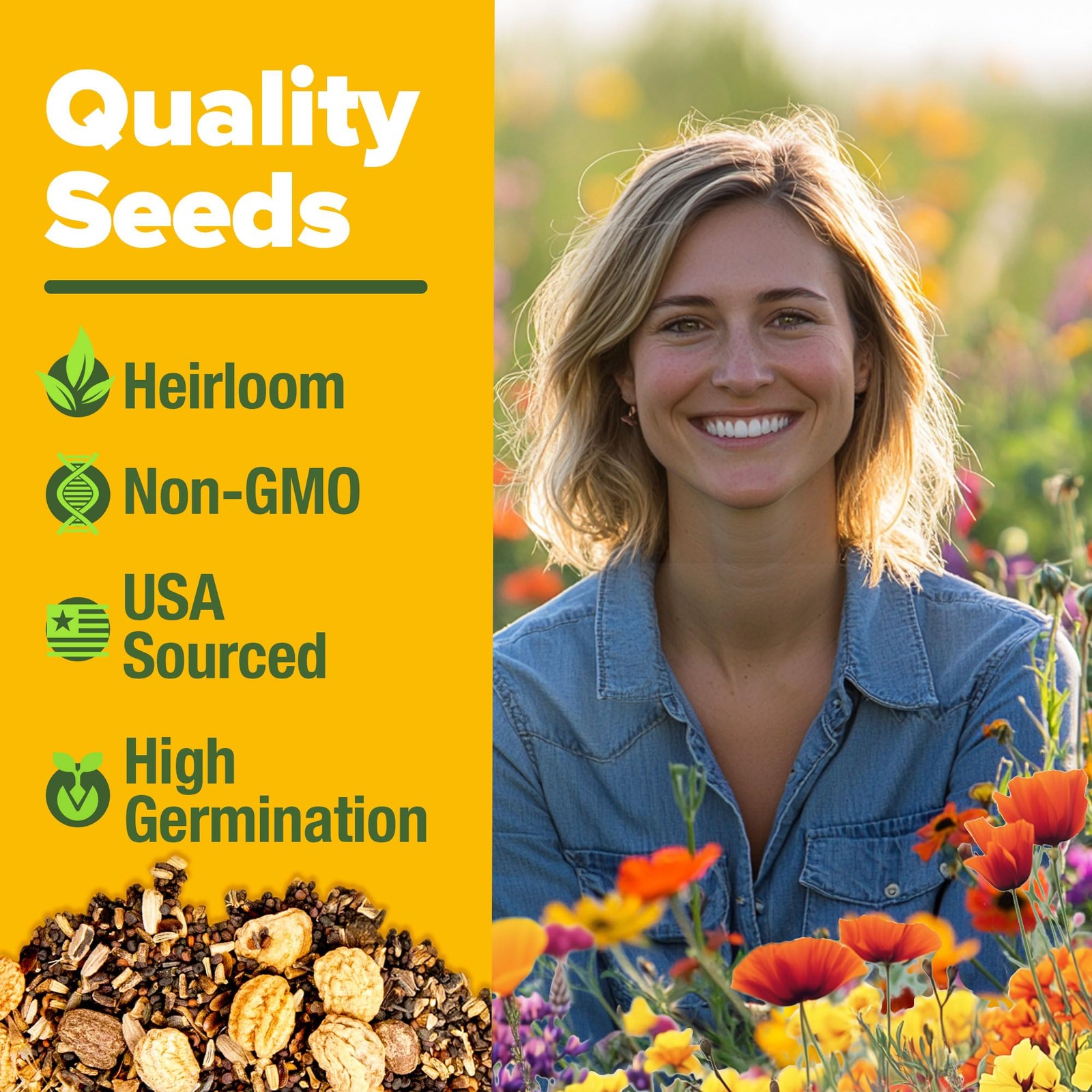 HOME GROWN Texas Wildflower Seeds 87,500+ Non-GMO Perennial 2 oz, Multi