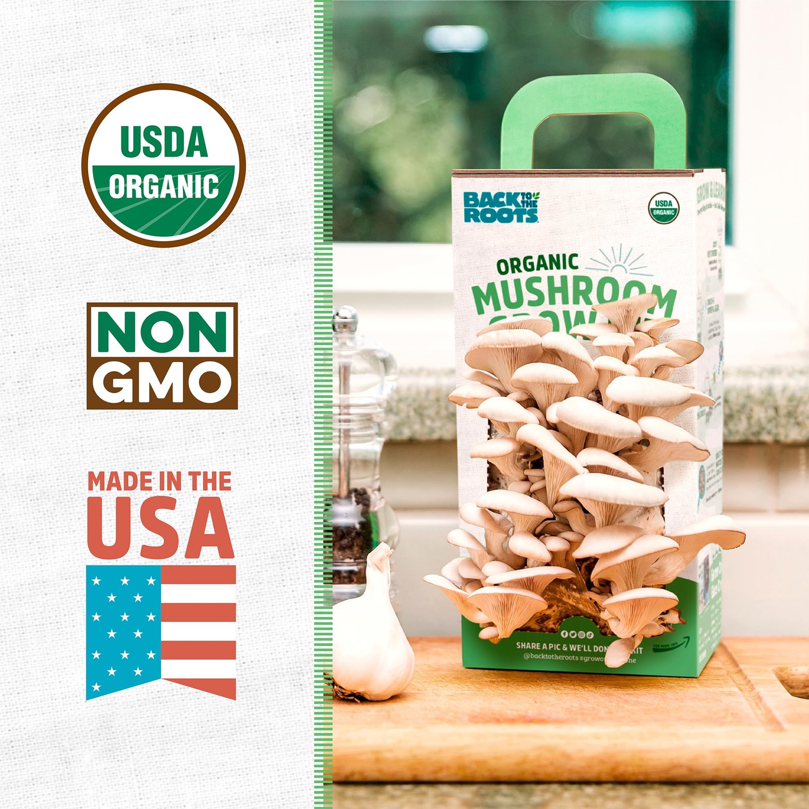 Organic Mushroom Grow Kit Indoor Gourmet Mushrooms All Year Round Easy to Use