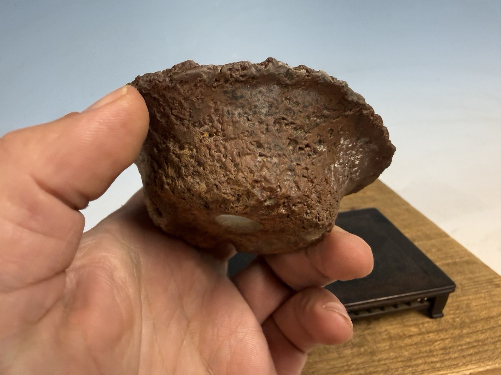 Japanese Unknown Maker Shohin Bonsai Tree Pot 3 1/2 By 1 1/4” Unique Unglazed