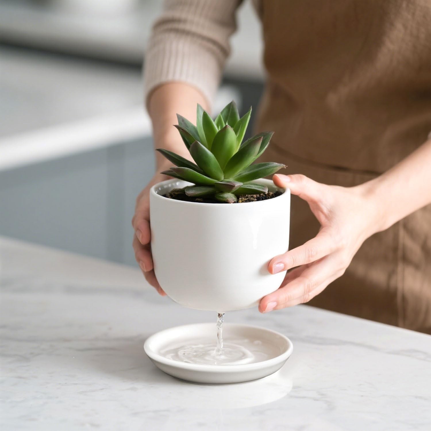 YUFDA Ceramic Plant Pots,White 5.5 Inch Flower Pots for Plants,Ceramic Planter w
