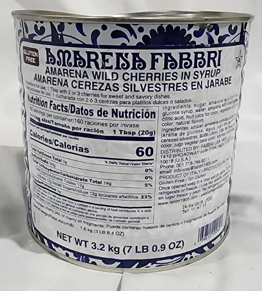 Fabbri Amarena Wild Cherries in Syrup, 7 Pounds, Food Service Size, Gluten Free