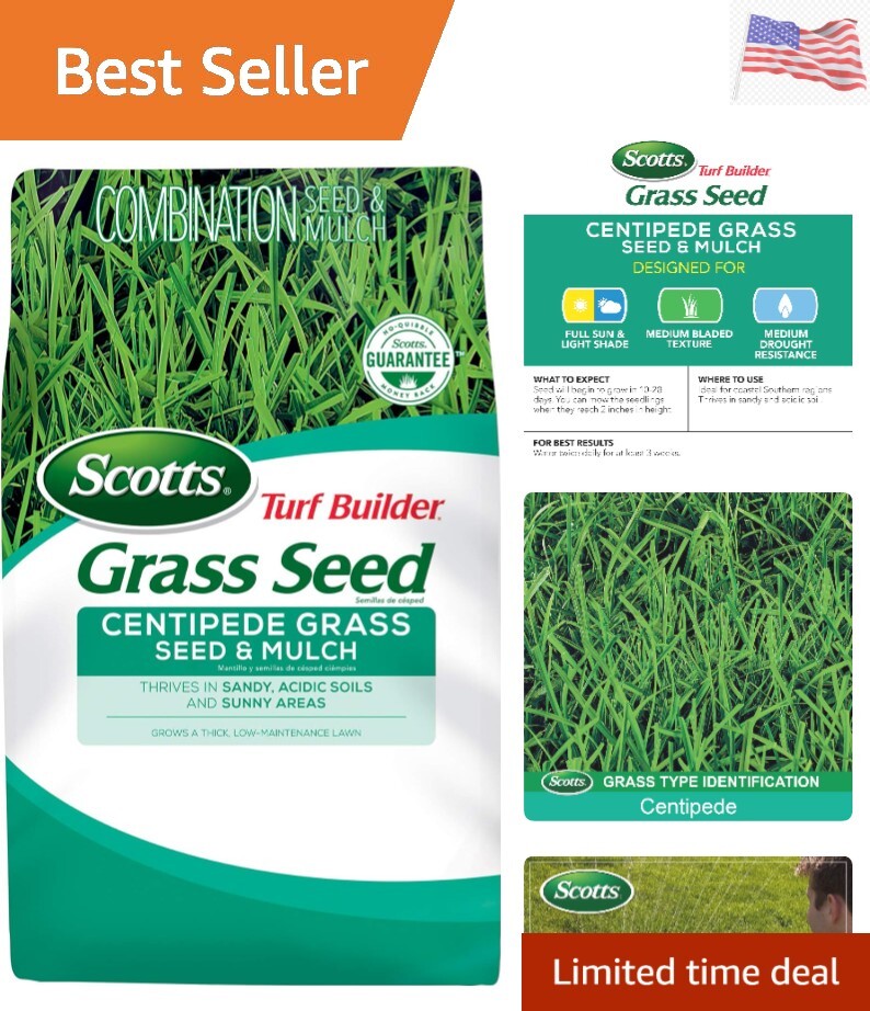 Turf Builder Centipede Grass Seed & Mulch, Grows a Thick, Low-Maintenance Law…