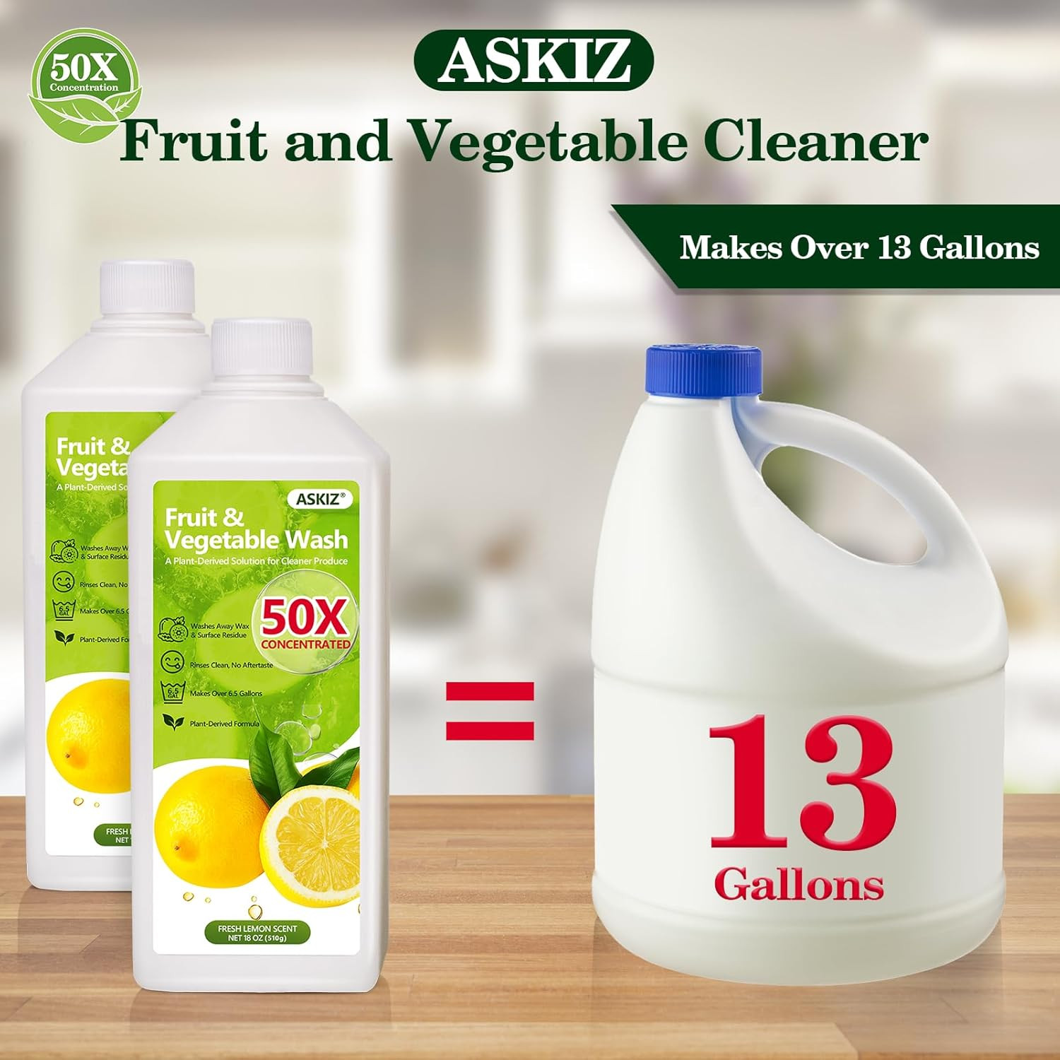 Fruit & Vegetable Wash,13 Gallons Lemon Produce Wash and Clean,Fruit Cleaner Com