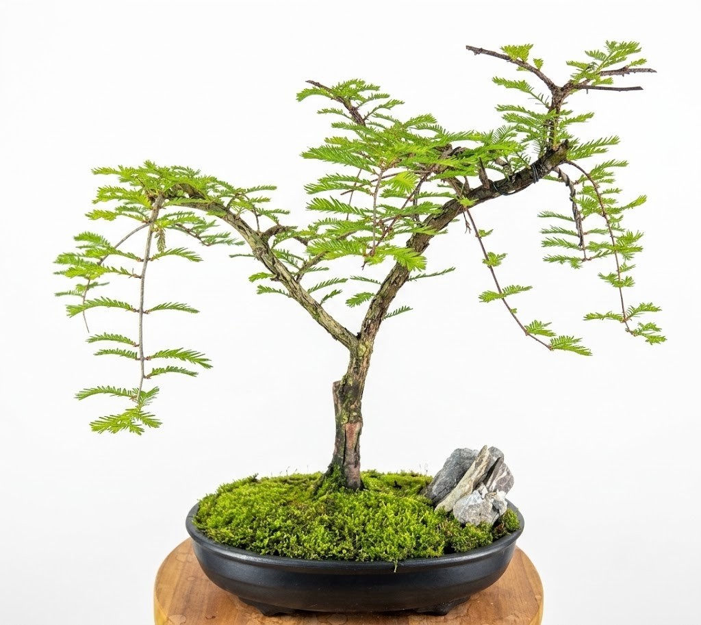 Live Dawn Redwood Bonsai Tree Miss Grace Weeping Dwarf Outdoor Black Pot 20 In