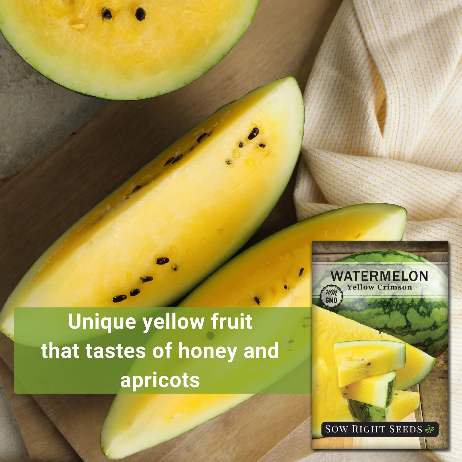 Sow Right Seeds – Yellow Crimson Sweet Watermelon Seed for Planting –