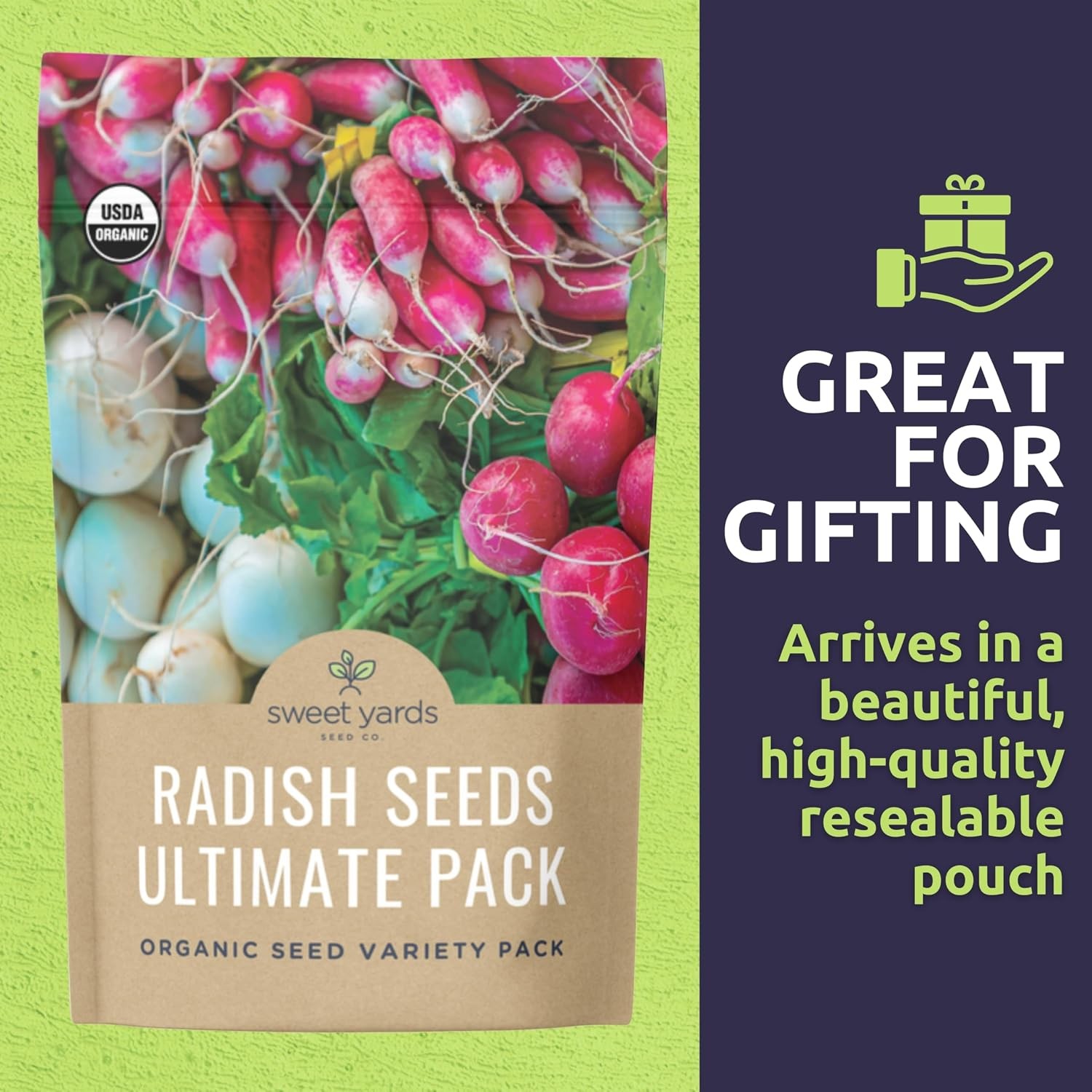 Organic Radish Seeds Variety Pack – 10 Individual Packs – 2026 Season – Pink