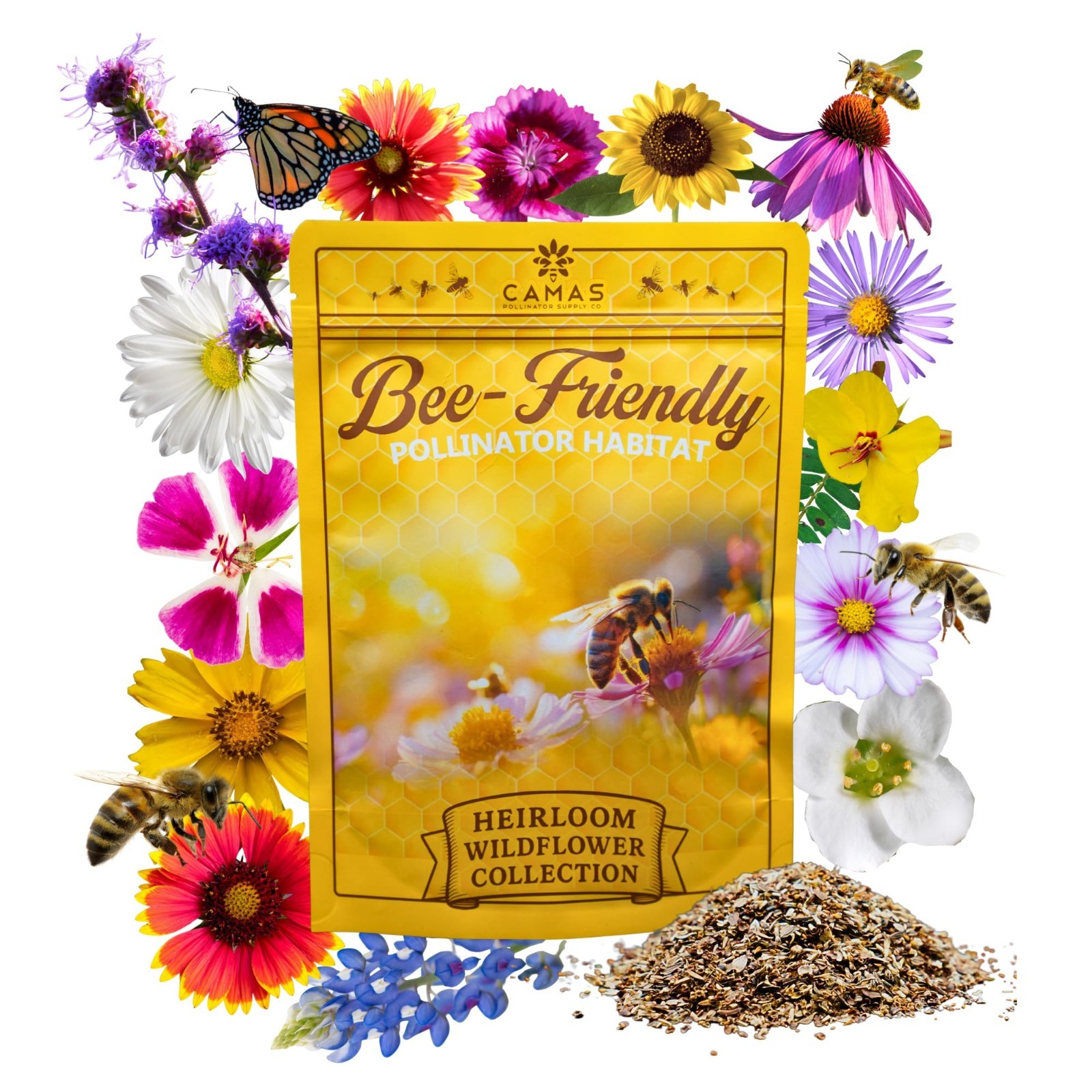 Bulk Wildflower Seeds 1/4 lb – Perennial & Annual Mix for Bees, No Fillers, Easy