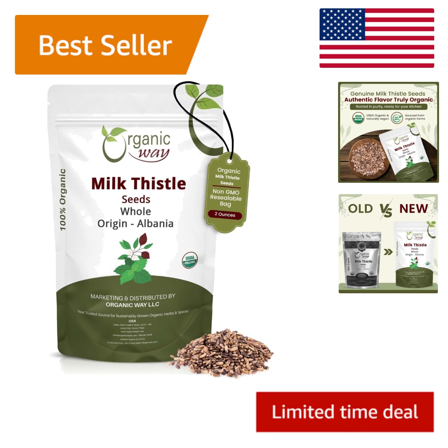Whole Milk Thistle Seeds 2 Oz – Resealable Bag for Freshness & Versatility