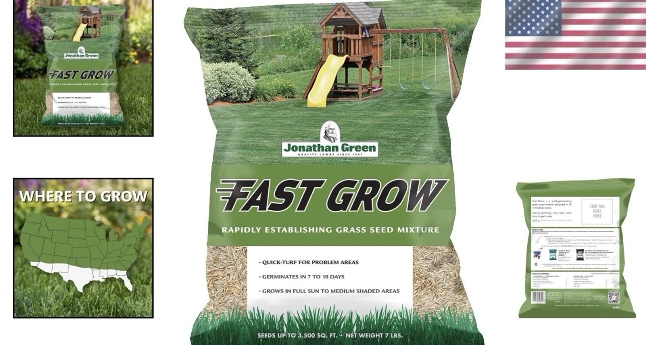 Fast Grow Grass Seed (7 lb) – Perfect for Quick Lawn Establishment & Overseeding