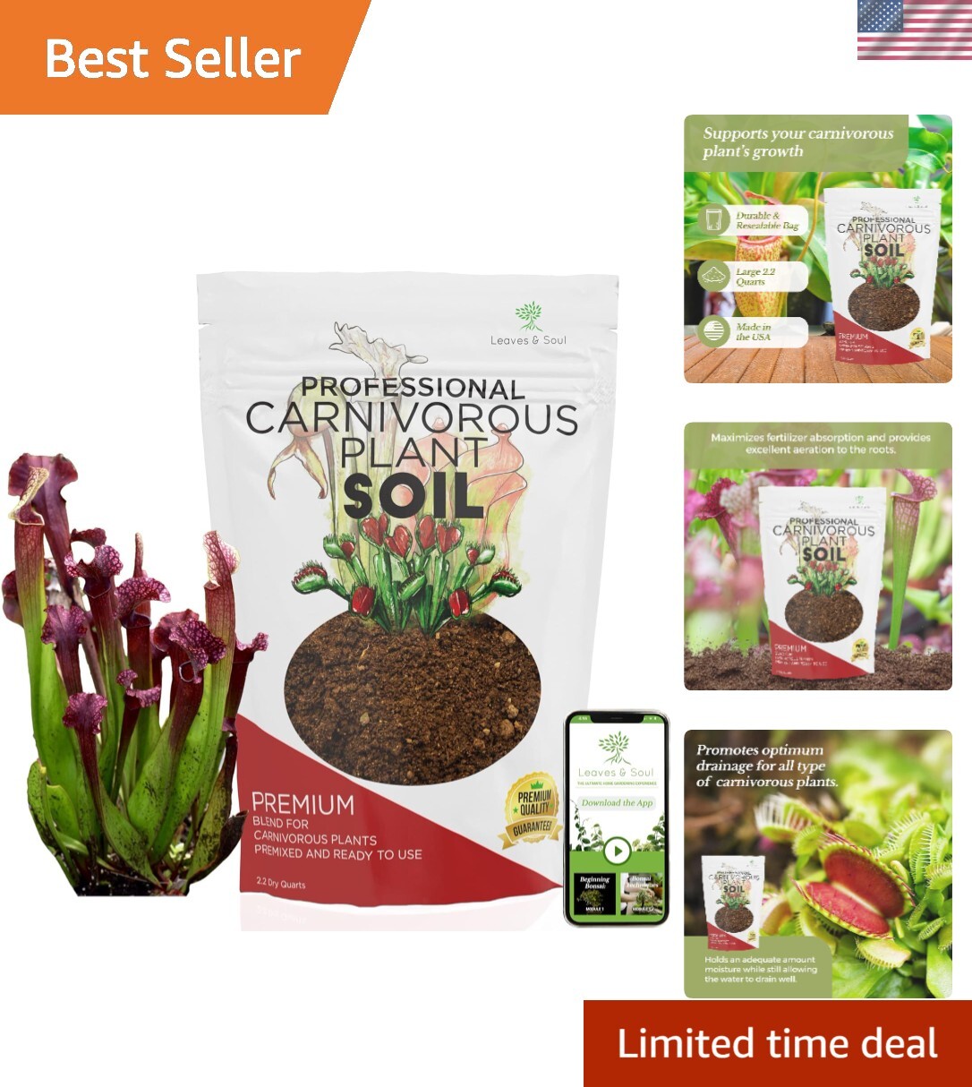 Ready-to-Use Carnivorous Plant Soil, 2.2 Quarts for Sundews and Pitcher Plants