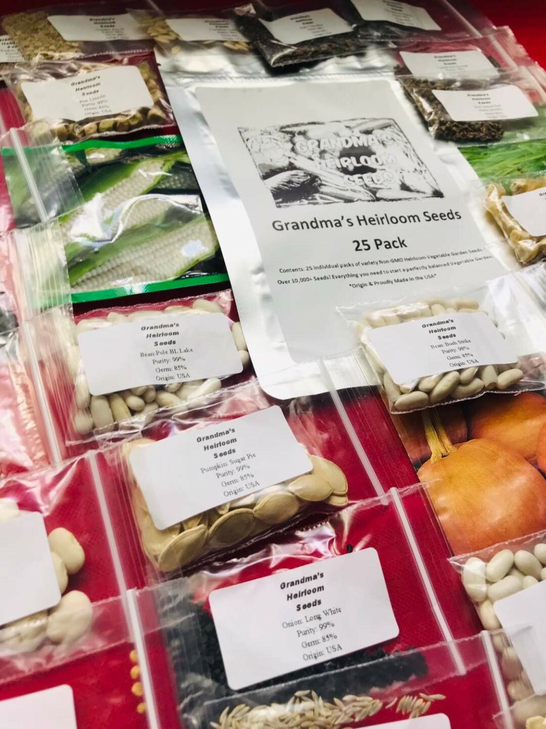 Pack of 25-Grandma’s Heirloom Survival Non GMO Vegetable Garden Seeds 