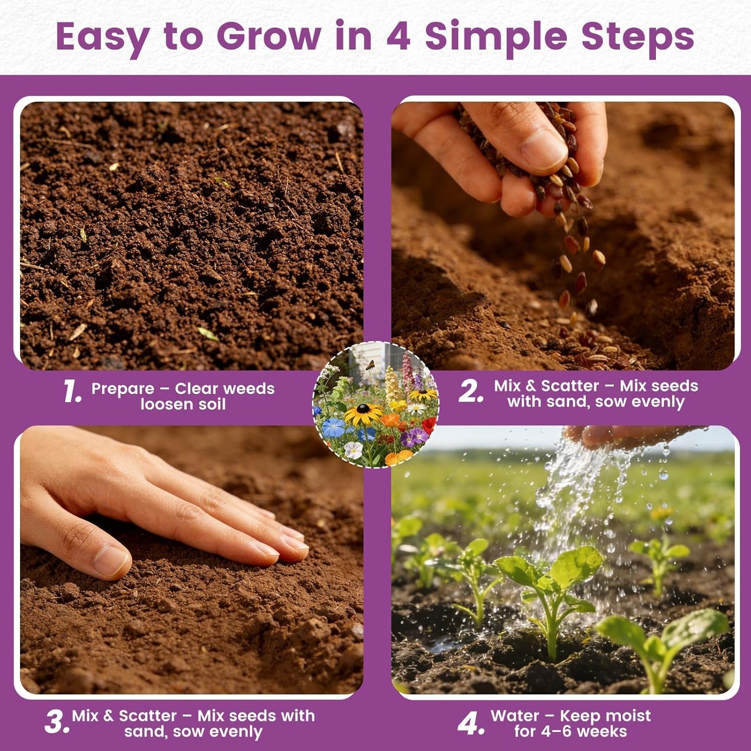 Wildflower Seeds Bulk Mix – 10,000+ Perennial & Annual Seeds – Texas, California