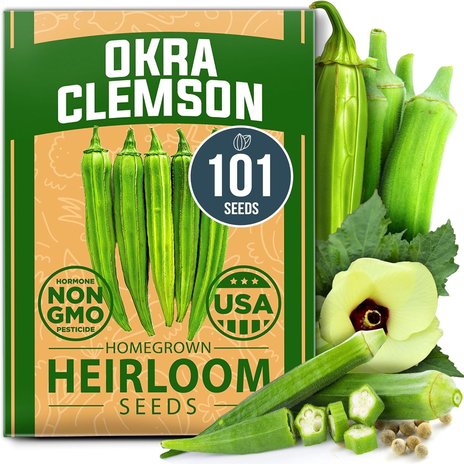 Heirloom Okra Seeds 101+ with High Germination Rate – Perfect for Garden Lovers
