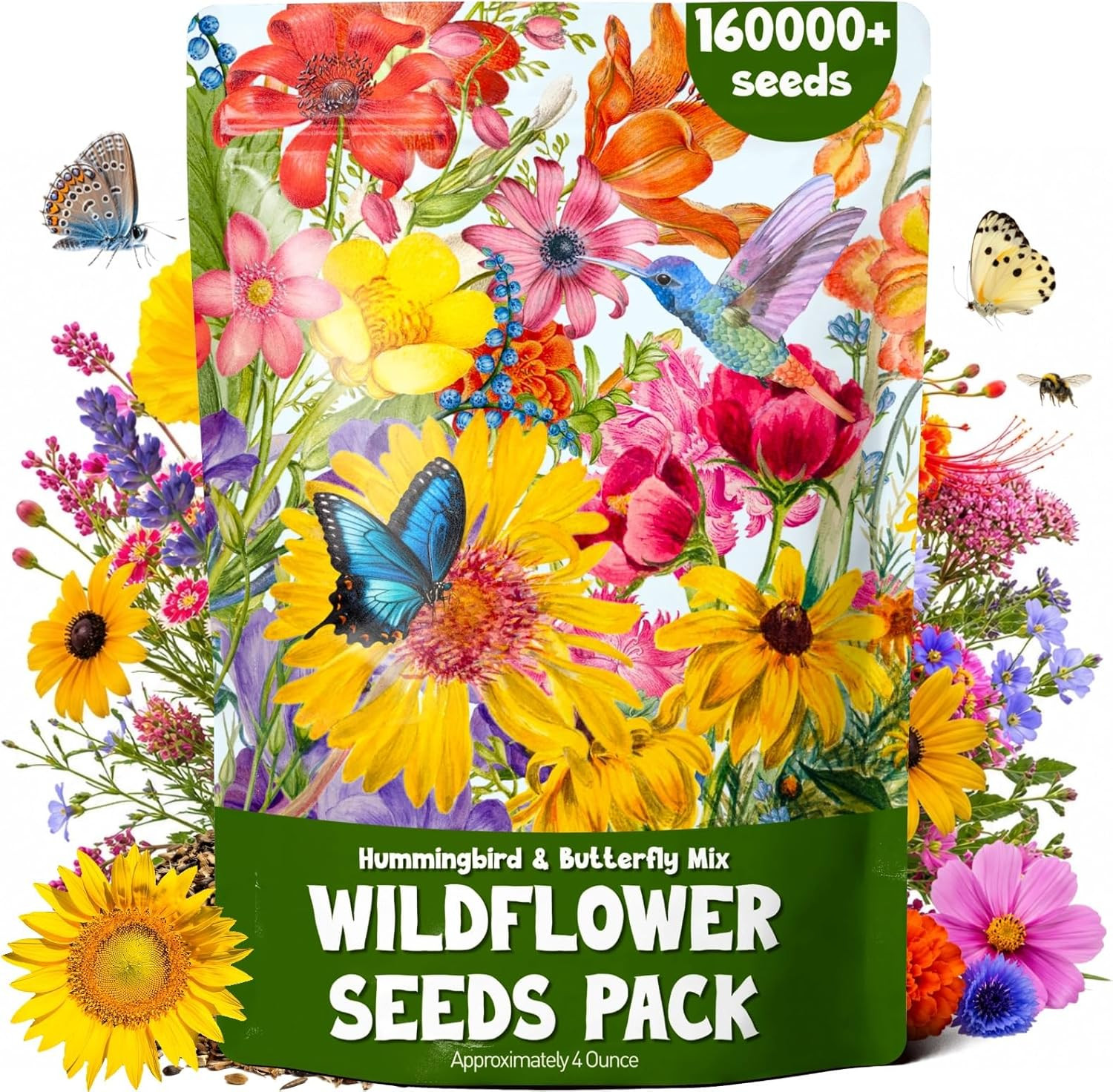 160,000+ Wildflower Seeds Bulk for Planting – 13 Varieties Perennial & Annual