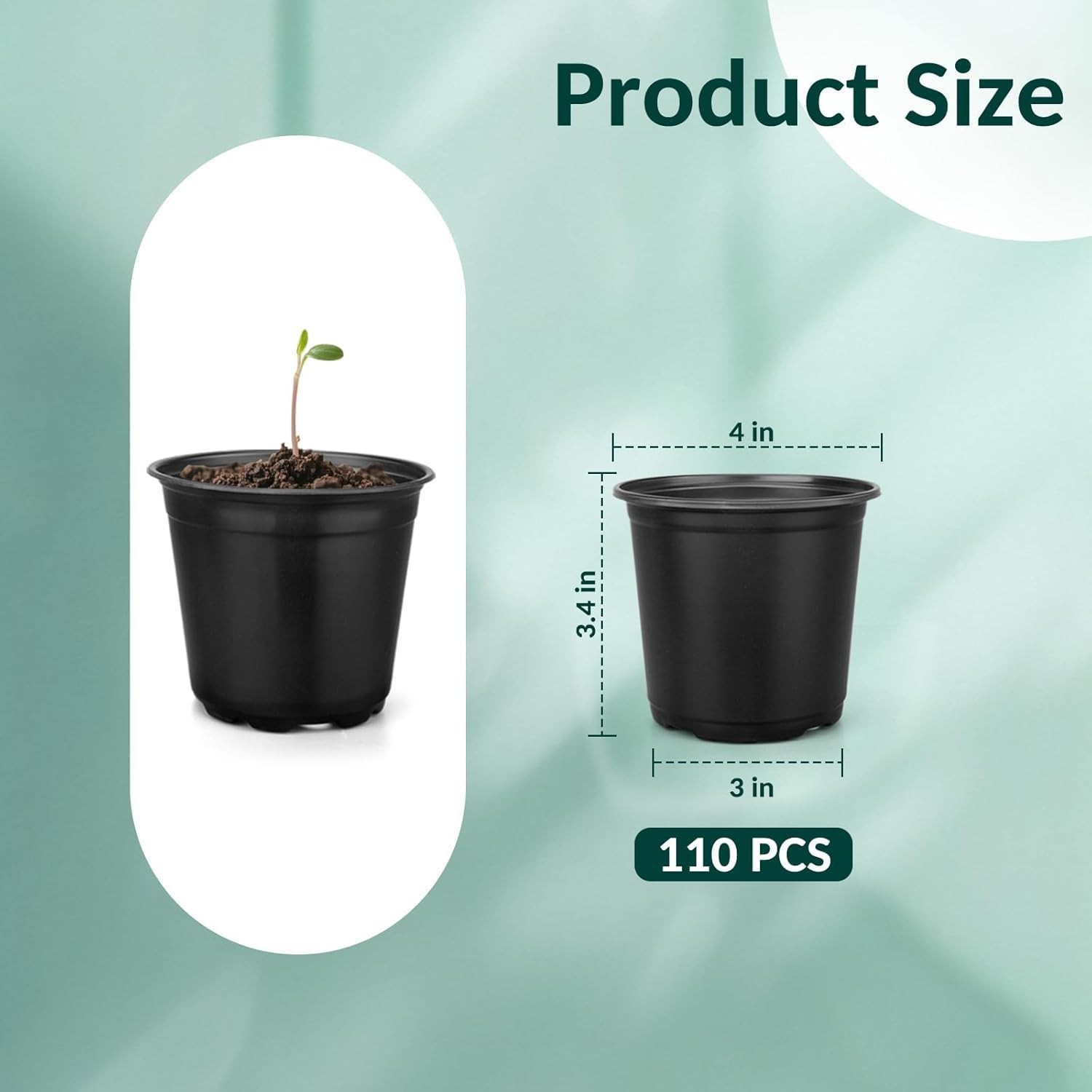 110 Pcs Small Plastic Plant Pot, 4 Inch Nursery Pots with Drainage, Seedlings