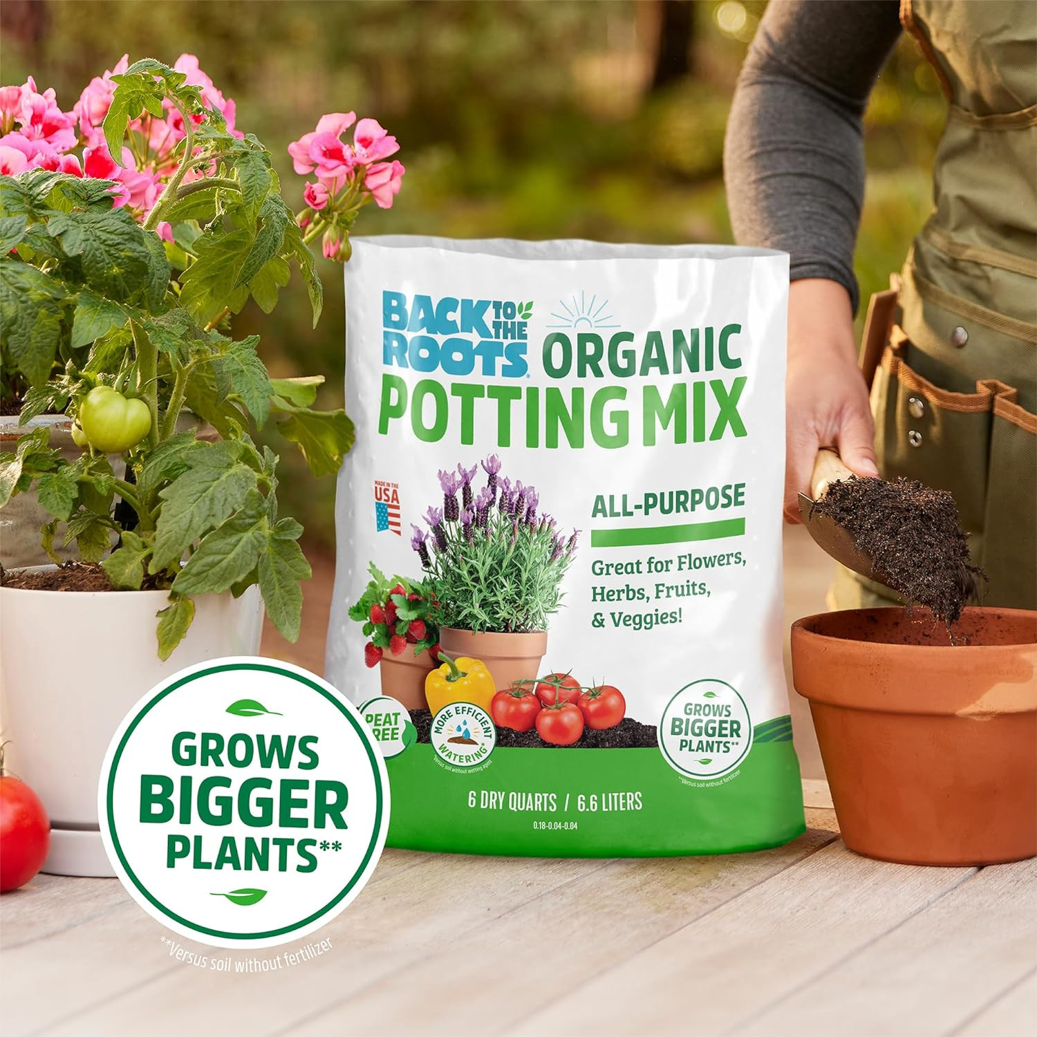 Back to the Roots 100% Organic Potting Mix (Value 12 Quart) | Premium Blend | Ma