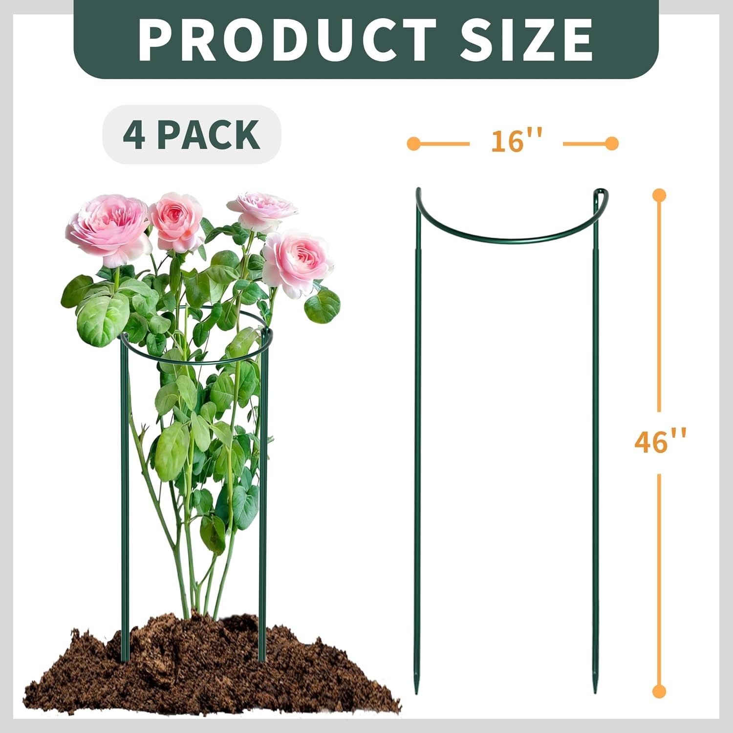 Heavy-Duty 16″ Plant Supports – Set of 4