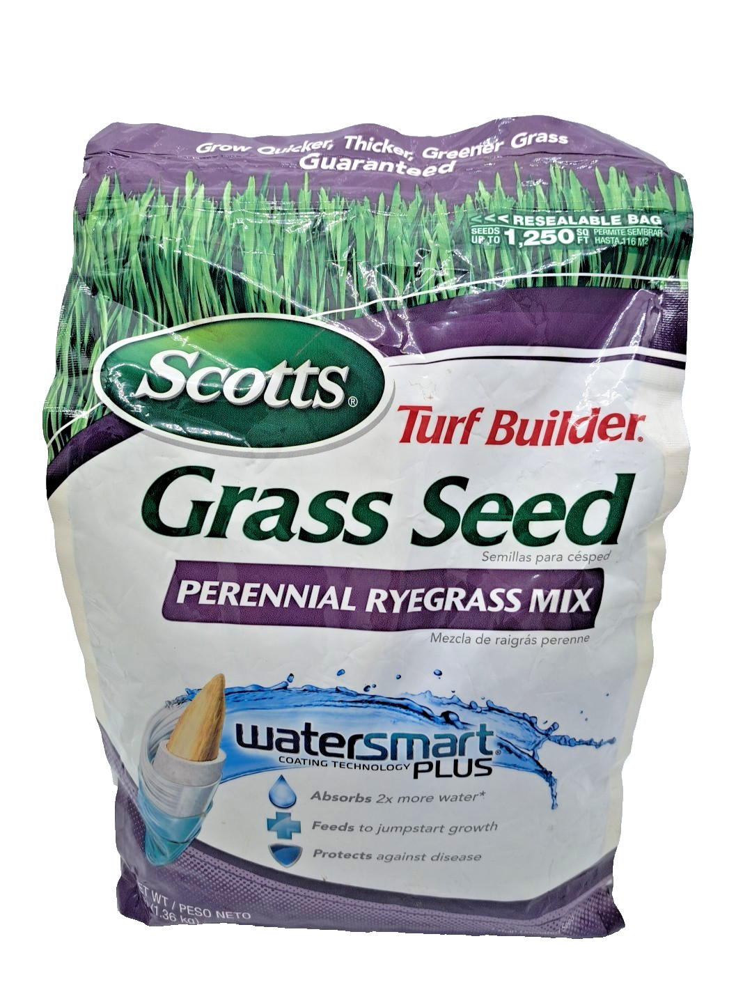 Scotts Turf Builder Grass Seed Perennial Ryegrass Mix 3 lb Watersmart Plus