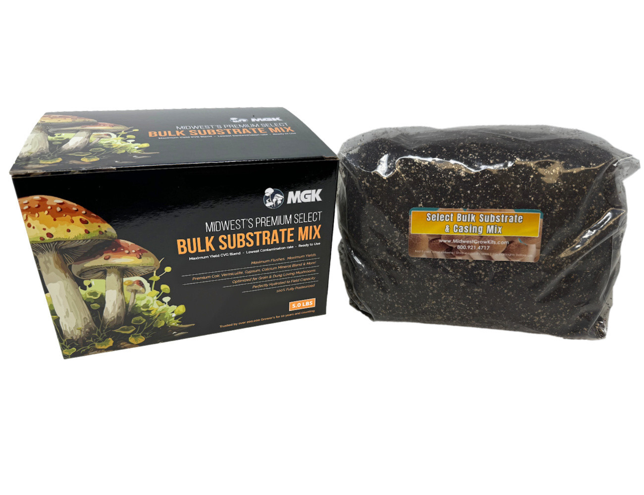 Premium Bulk Mushroom Substrate Mix | Fully Pastuerized | Maximum Yield (5 LBS)