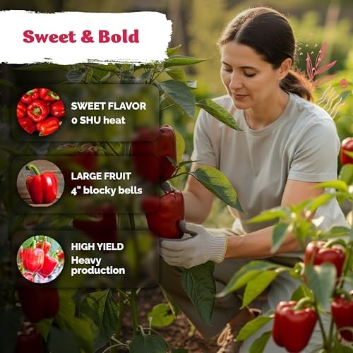 50 Big Red Bell Pepper Seeds (Capsicum annuum) – Large Sweet Peppers Seed