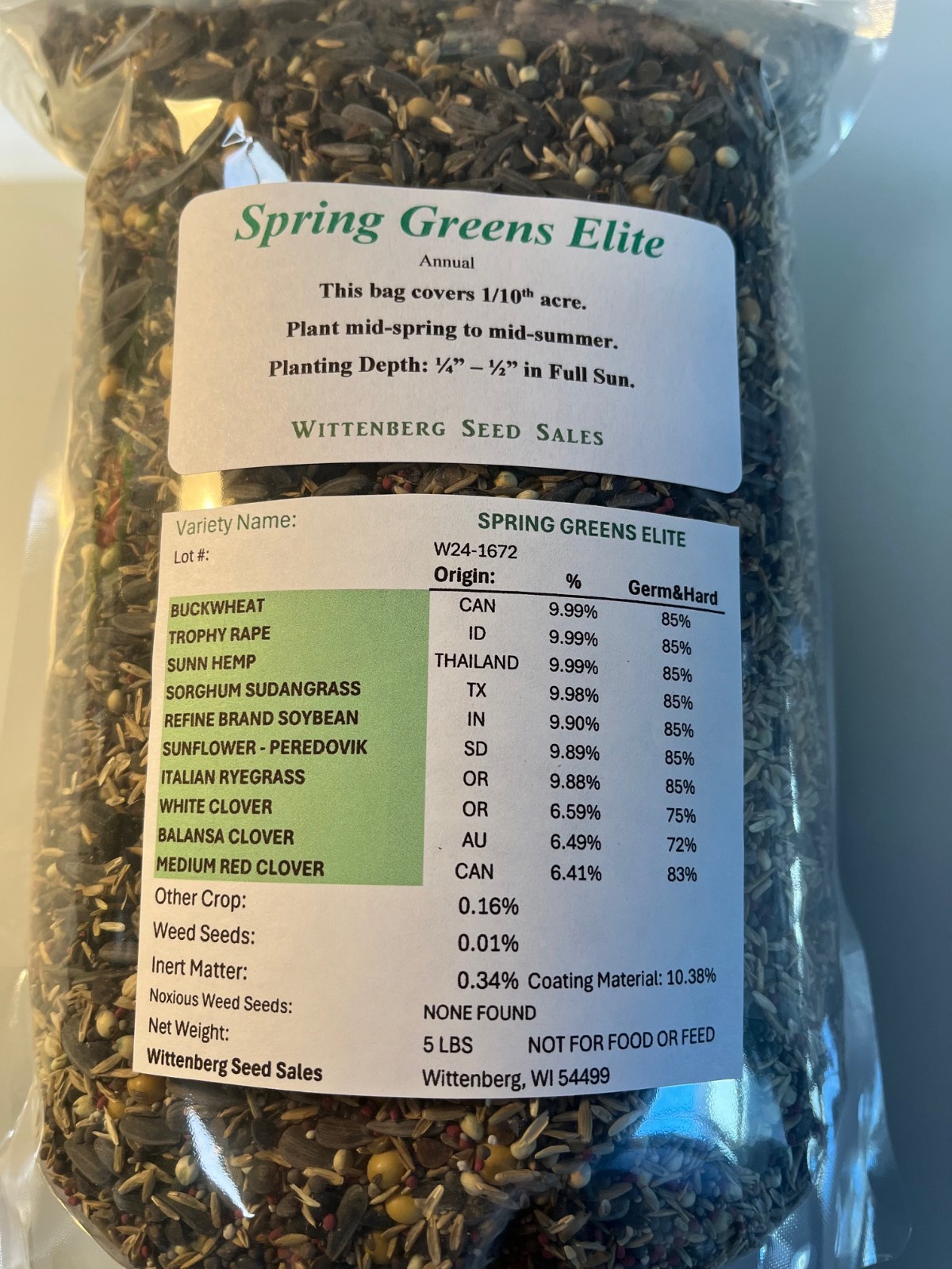 Spring Greens Elite Annual Deer & Wildlife Foot Plot Seed 5 lbs – Full Sun