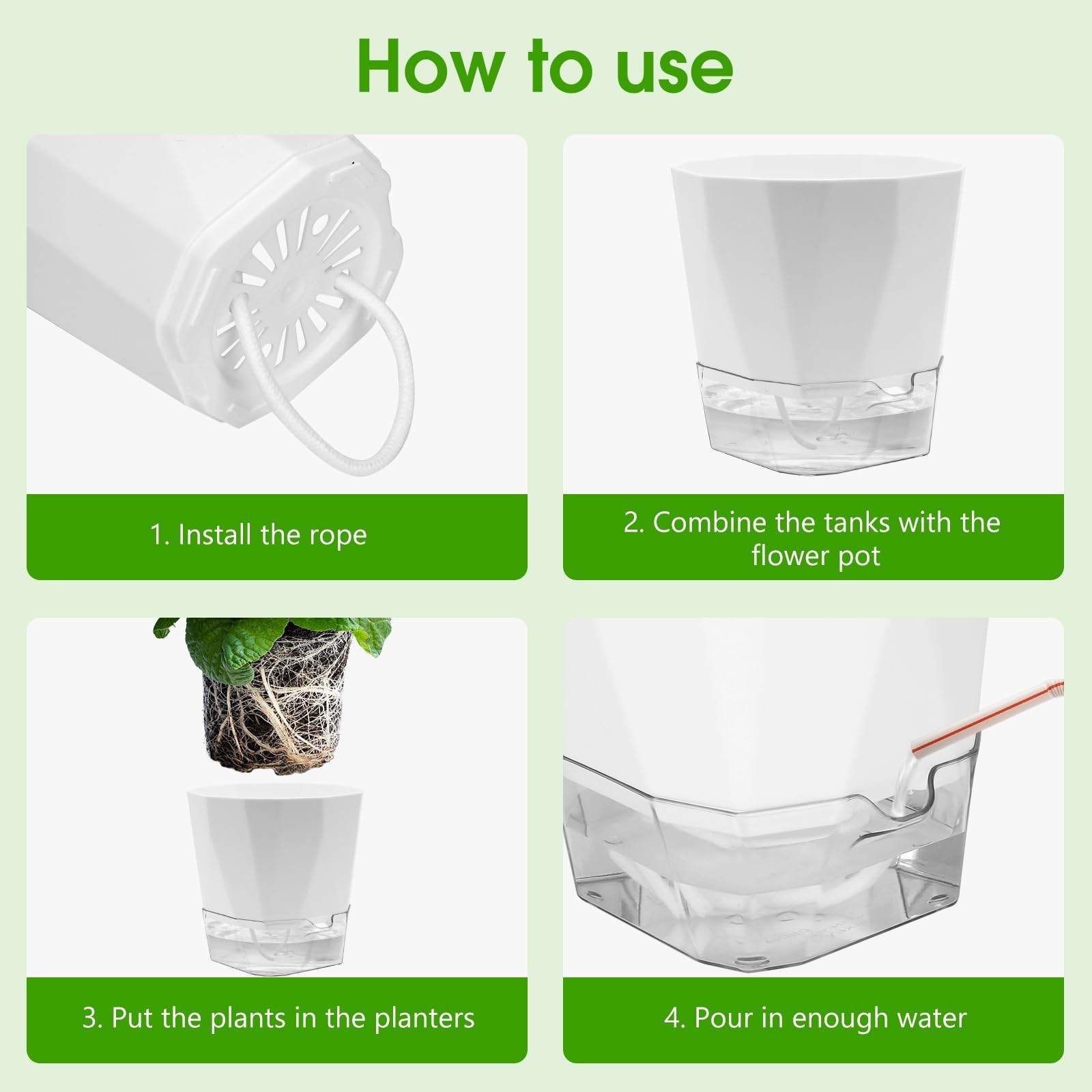 6 Pack Self Watering Plant Pot, 6.6/5 Inch Plastic Self Watering Pots for Ind…