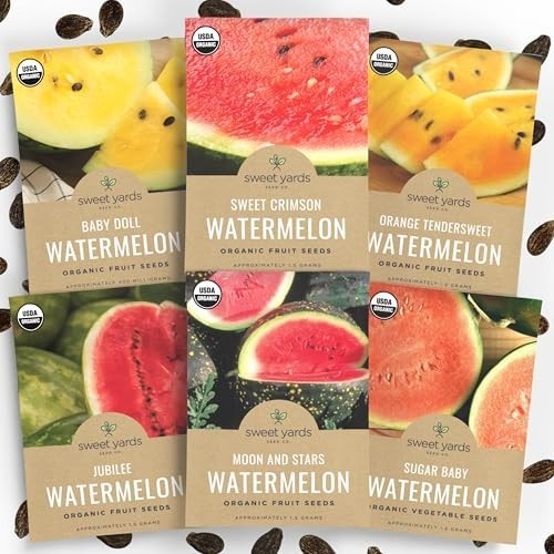 Organic Watermelon Seeds Variety Pack – 6 Non-GMO Packs for Indoor/Outdoor Plant
