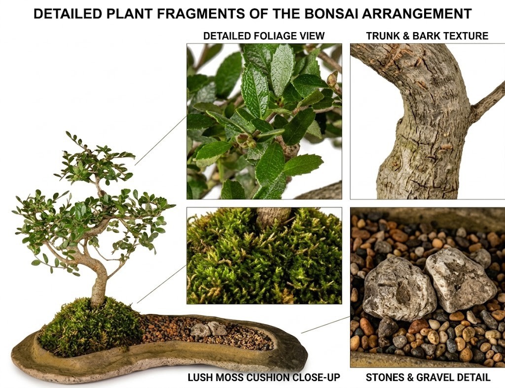 Live 7 Yr Old Chinese Elm Bonsai Tree On Rock Slab Tiered Style 14″H Ulmus