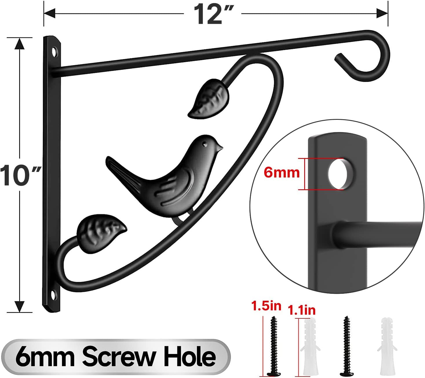 4 Pack Hanging Plant Brackets Outdoor 12 Inch Metal Fence Wall Plant Hanger Hook