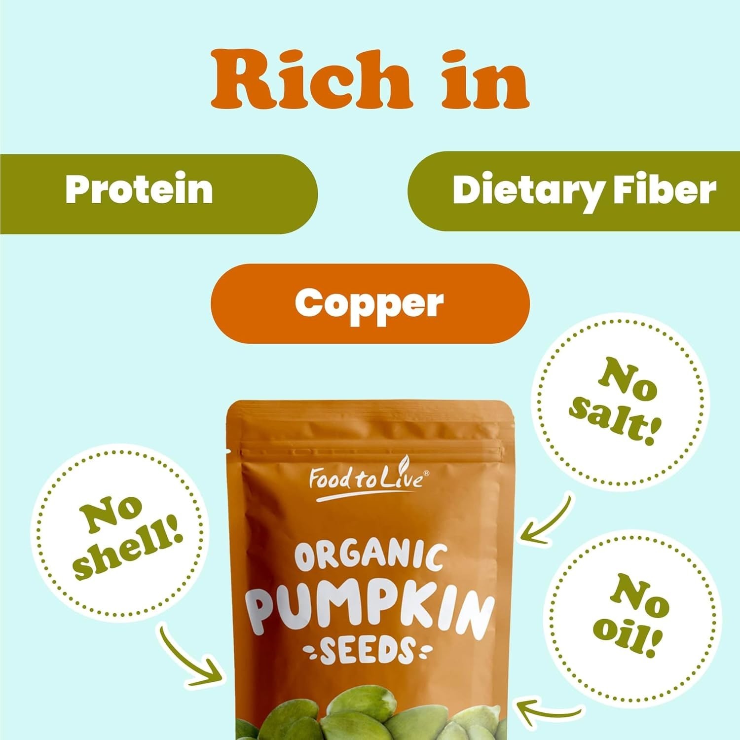 Healthy Organic Raw Pepitas: 8 Oz of Unsalted, Nutrient-Dense Pumpkin Seeds
