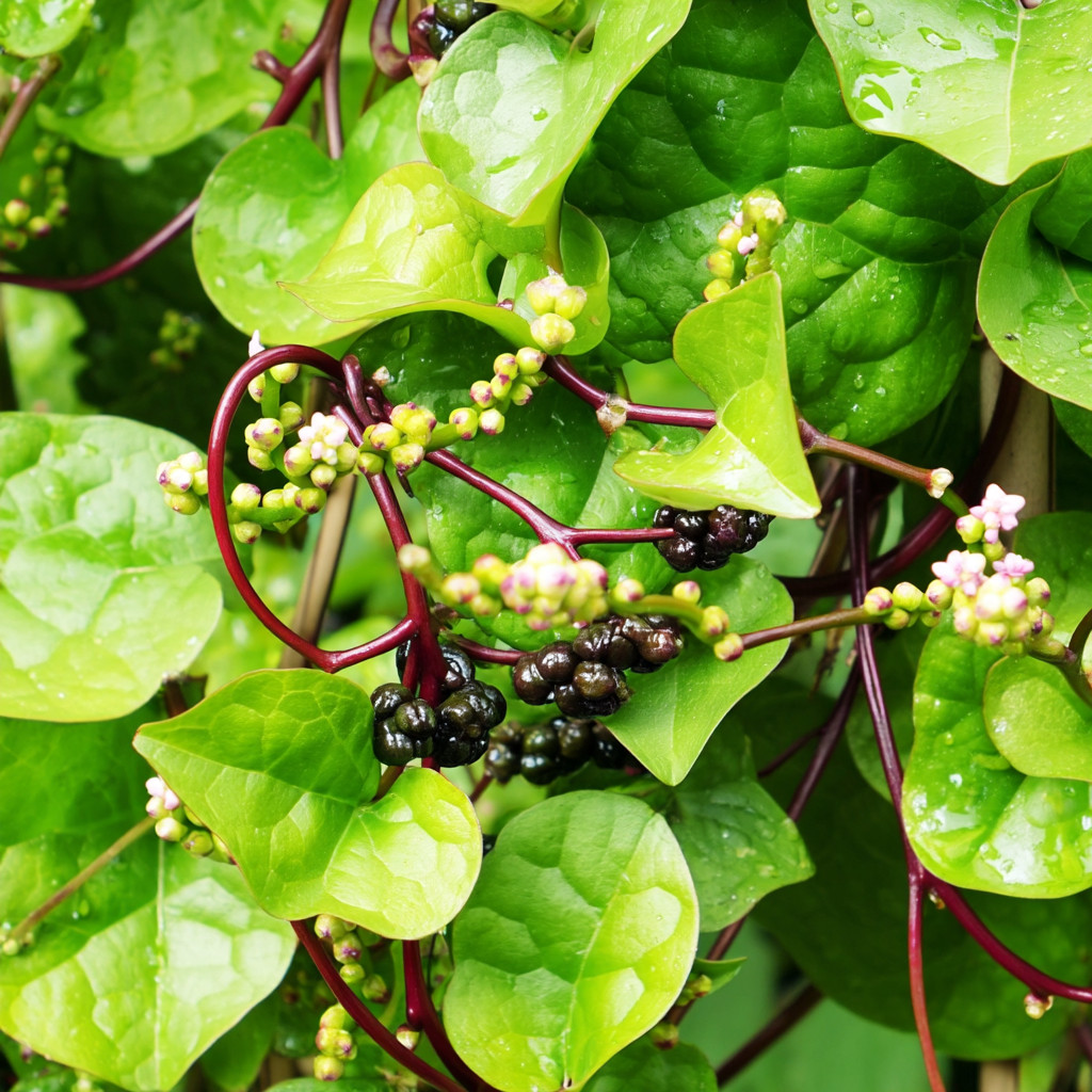 Red Malabar Spinach – 50 Seeds | Heat-Tolerant Climbing Vine for Gardens