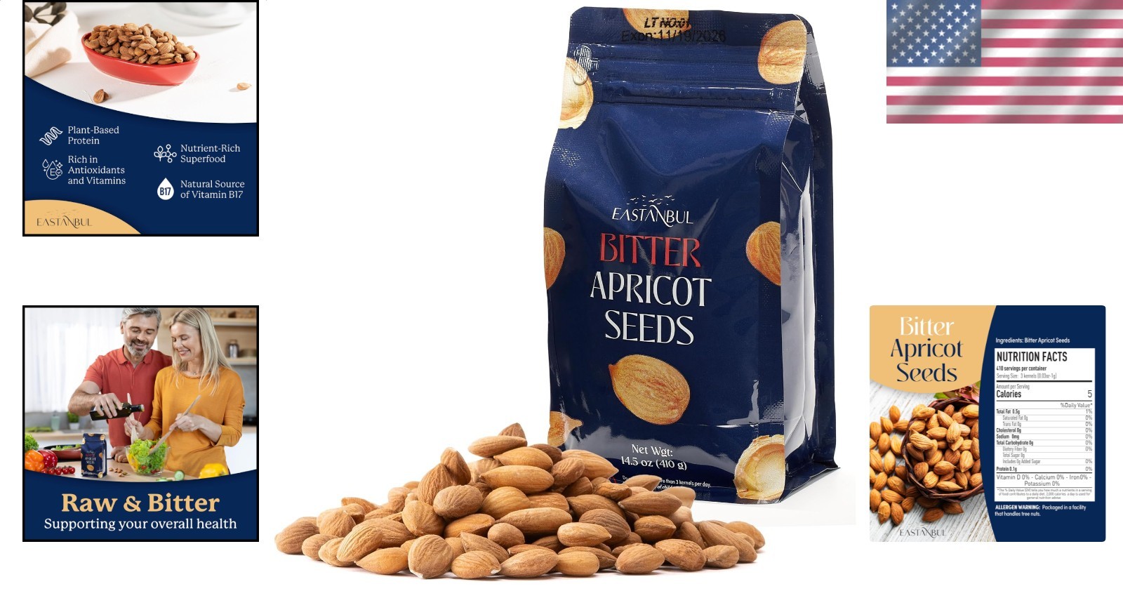 Apricot Kernels Raw Bitter Unprocessed Pure Natural Turkish 410g Non-GMO
