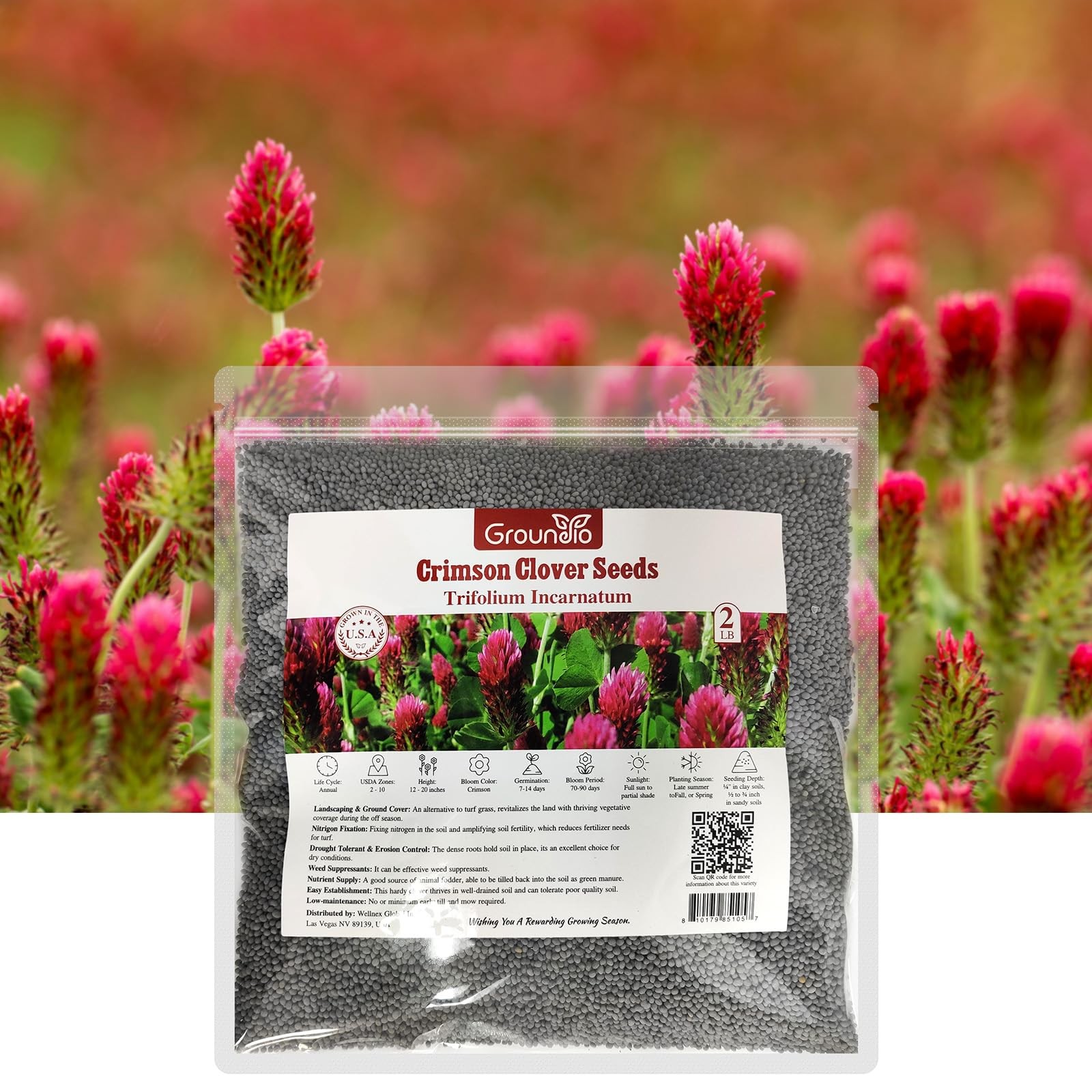 Crimson Clover Seeds 2 Lbs Annual Red For Lawn Garden Pasture Attracts Pollinato