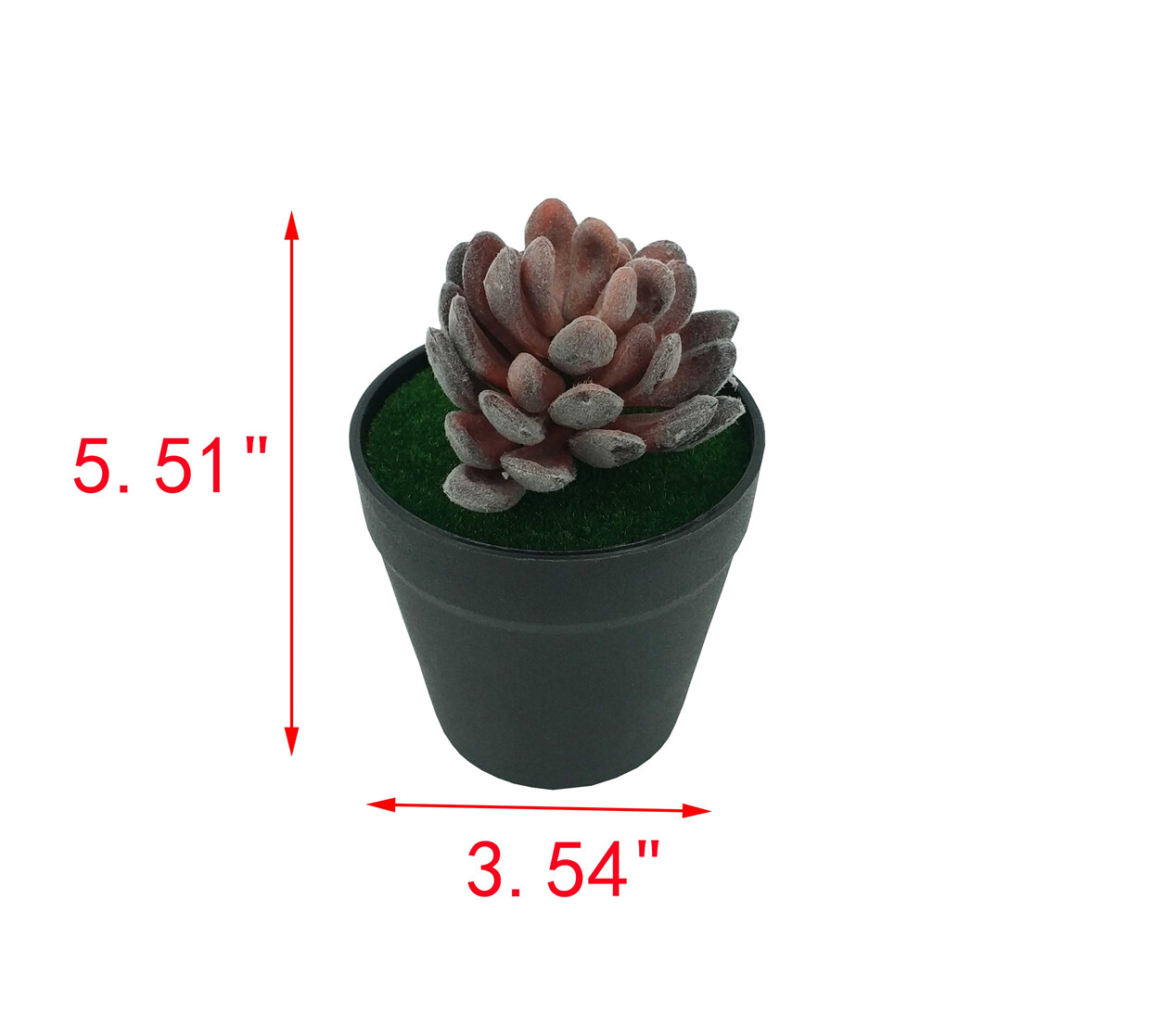 5.5″ H Black Planter w/ Succulent Purple Gem Forever Artificial Green Turf Moss