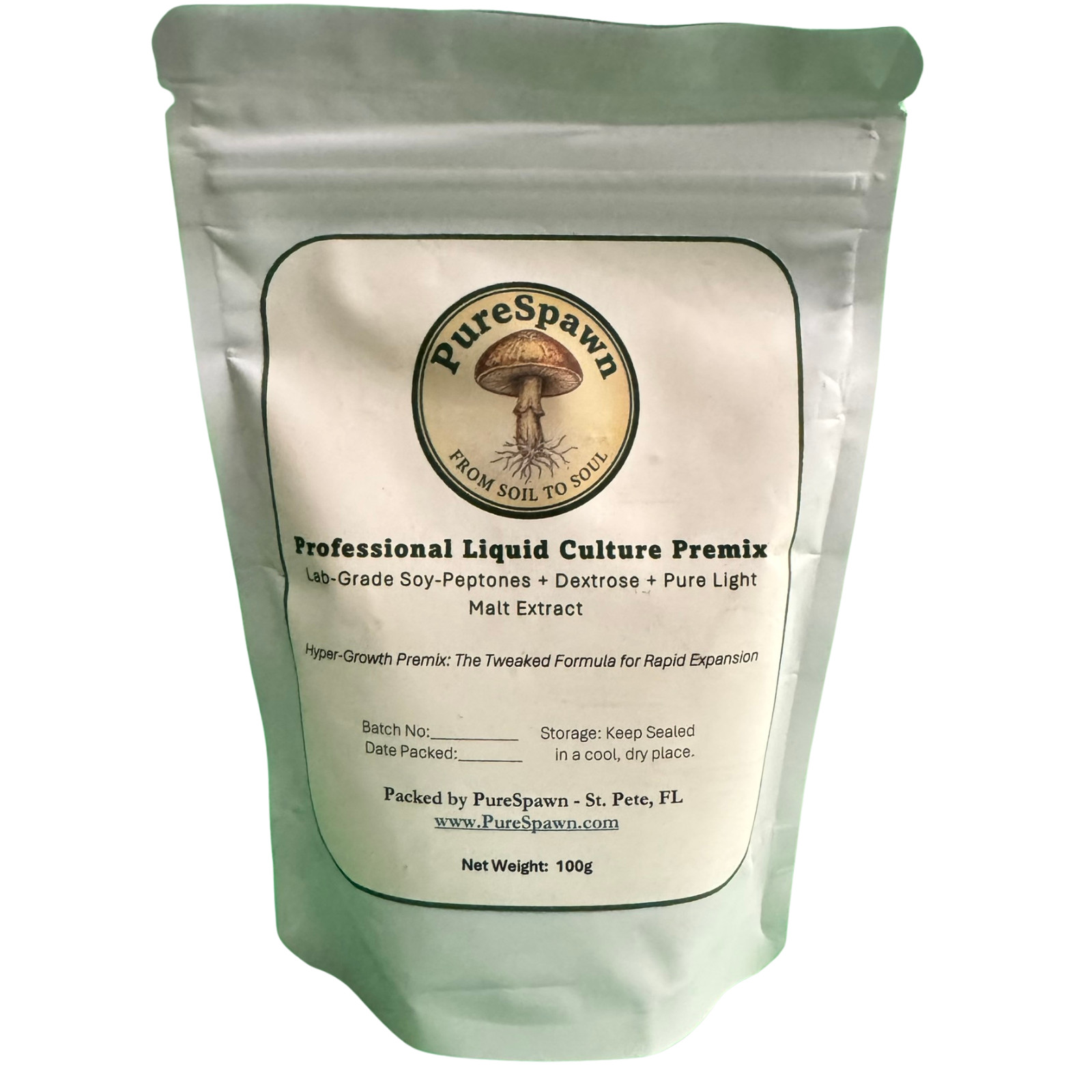 Professional Liquid Culture Premix with Soy-Peptone 100g Pouch