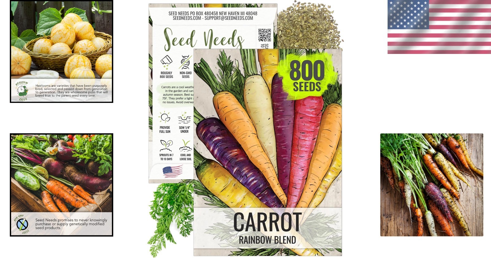 Non-GMO Rainbow Carrot Seeds – Heirloom Quality for Lush Spring & Fall Harvests