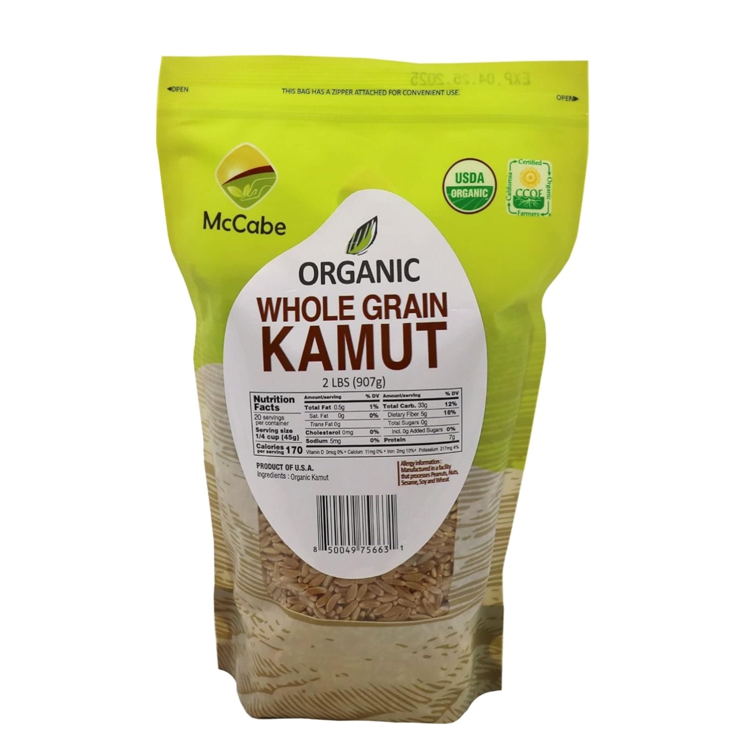 Organic Kamut Wheat Berries 2 lbs USDA Certified