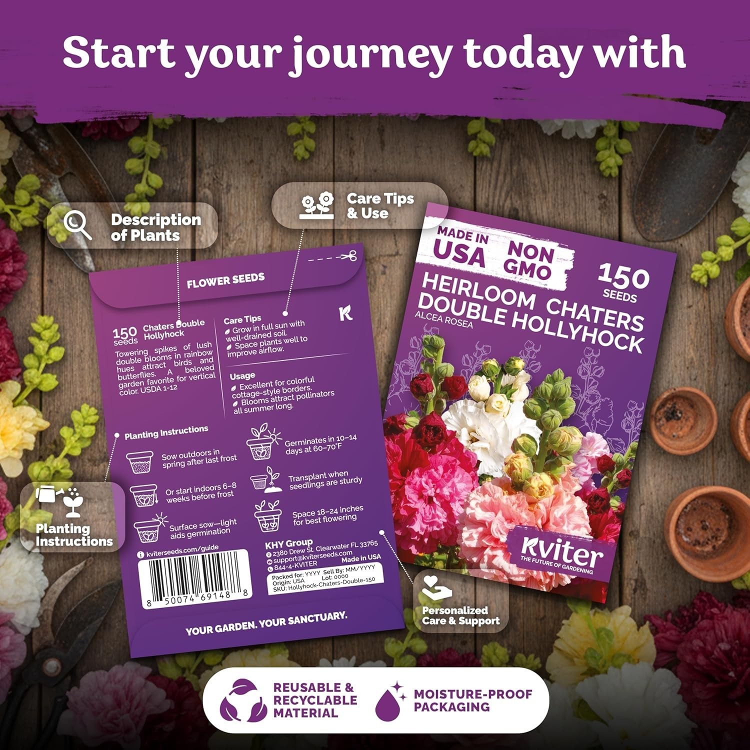 High Germination Rate Hollyhock Seeds – Attract Bees & Butterflies Outdoors