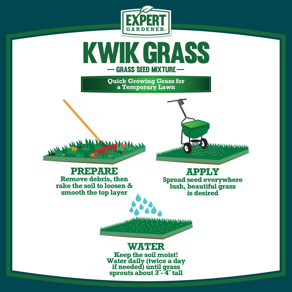 Kwik Grass Seed Mix, for Sun to Partial Shade, Quick Repair 3 Lb.