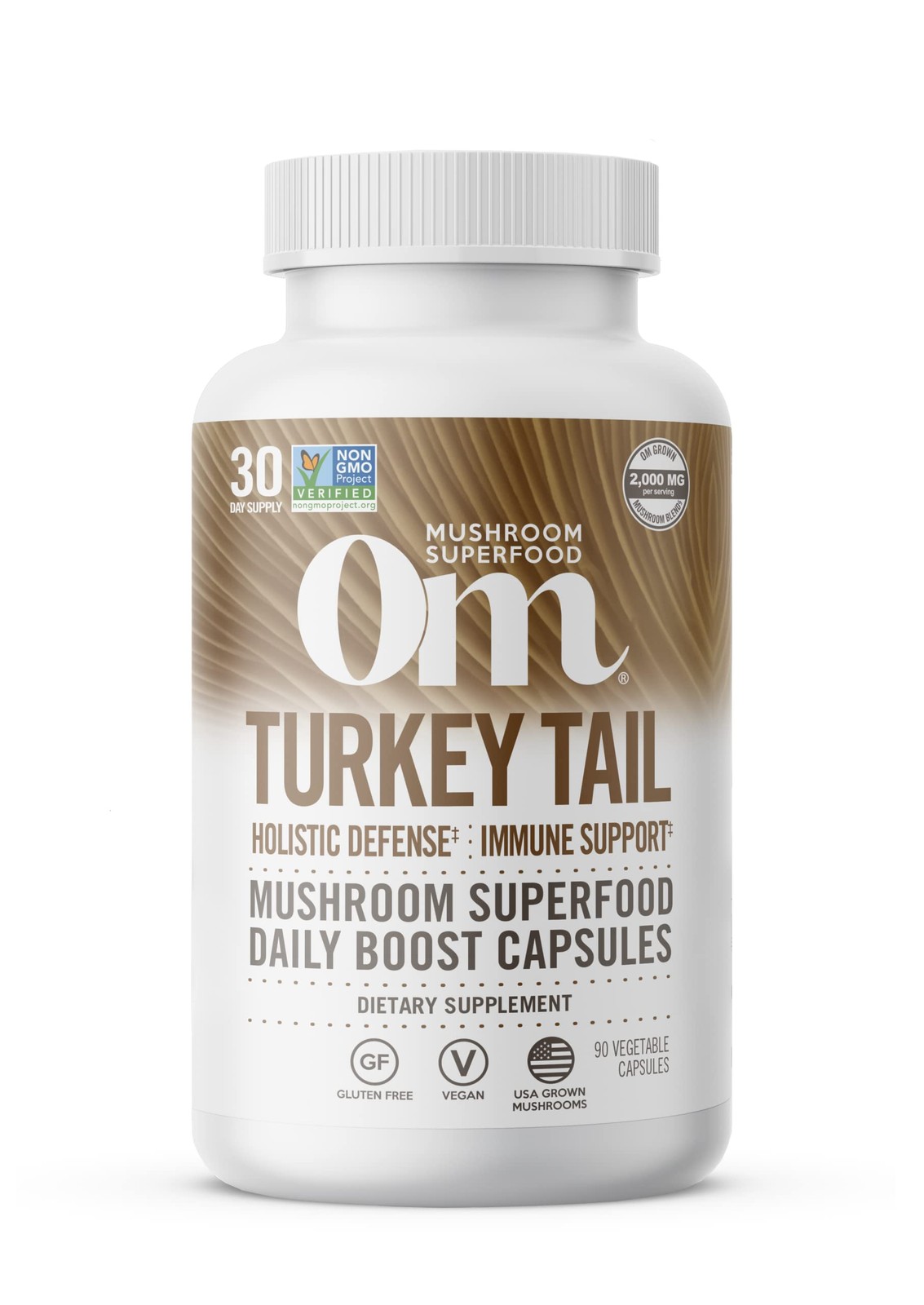 Om Mushroom Superfood Turkey Tail 90 Count (Pack of 1), White