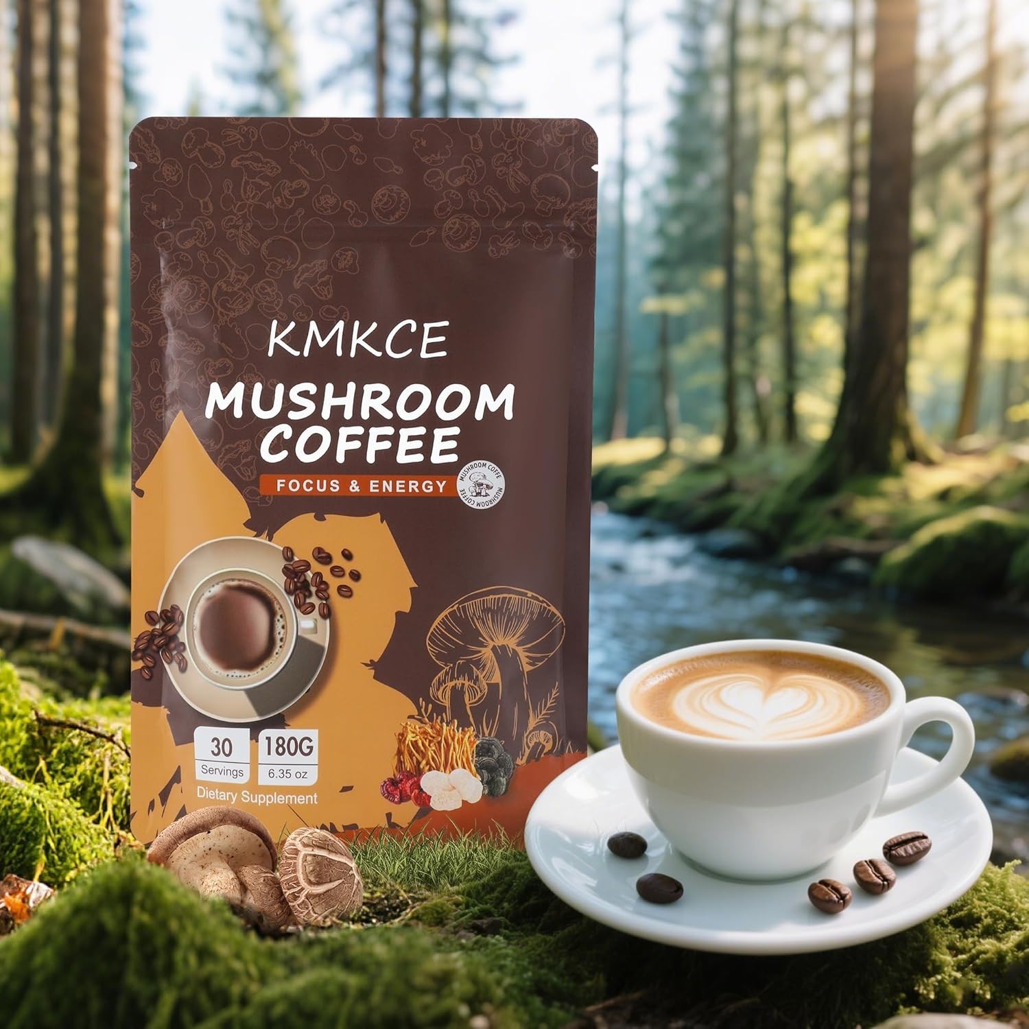 Mushroom Coffee, 6 Organic Mushrooms with Lion’s Mane, Reishi, Cordyceps, Shitak