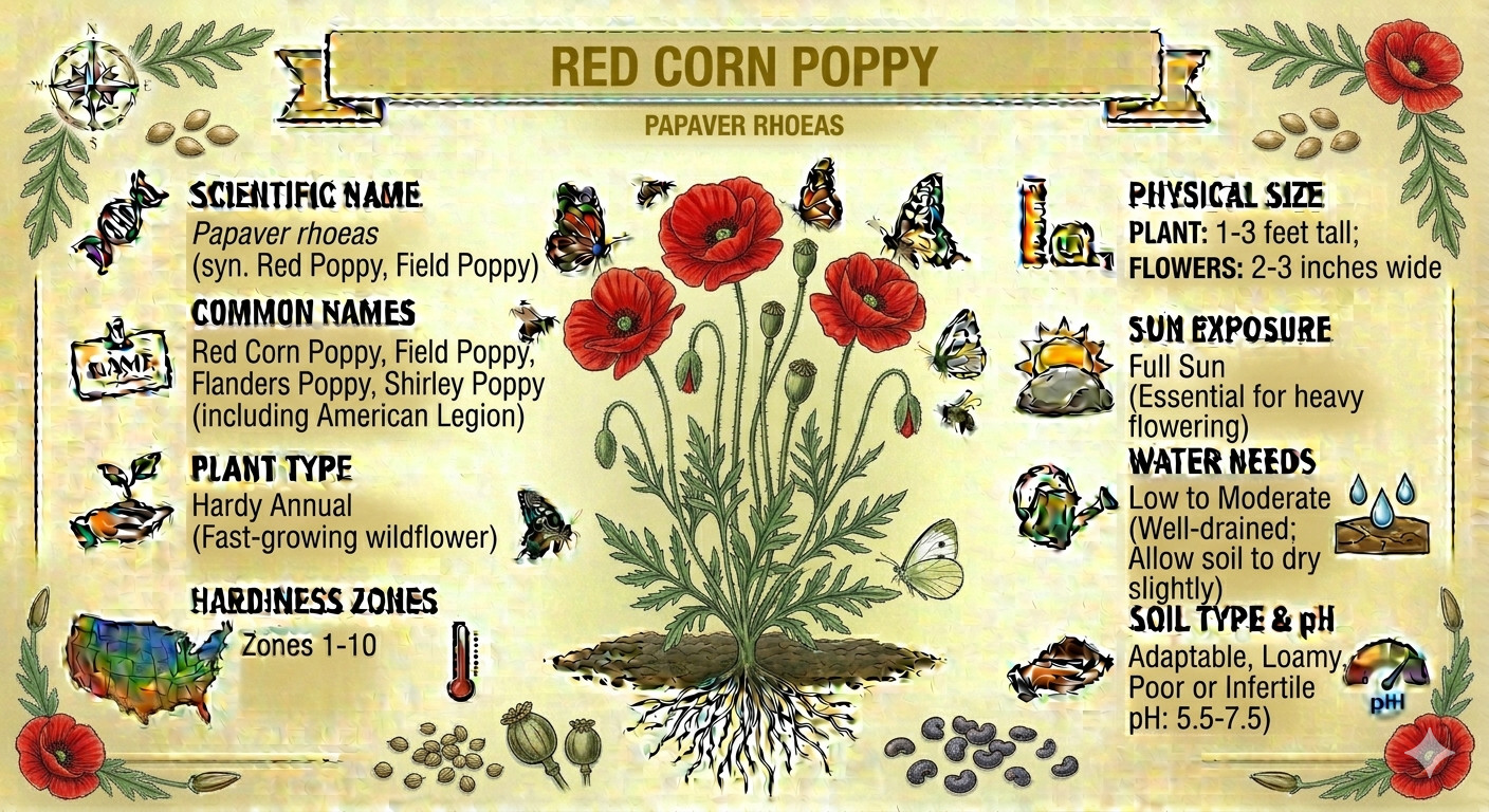 Red Corn Poppy – SEED SNAIL- Packed with seeds and ready to grow!