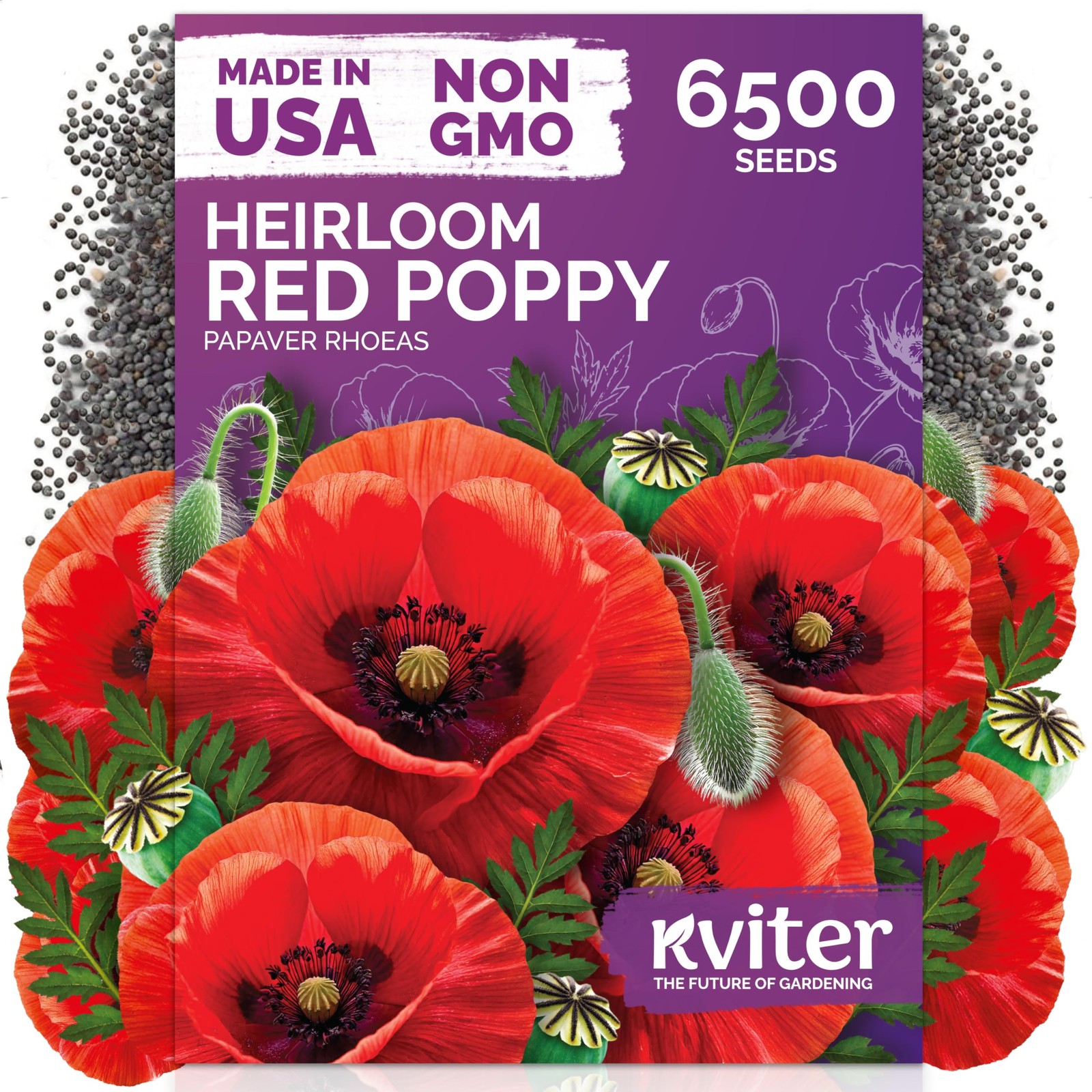 KVITER 6500 Red Poppy Seeds (Papaver Rhoeas)