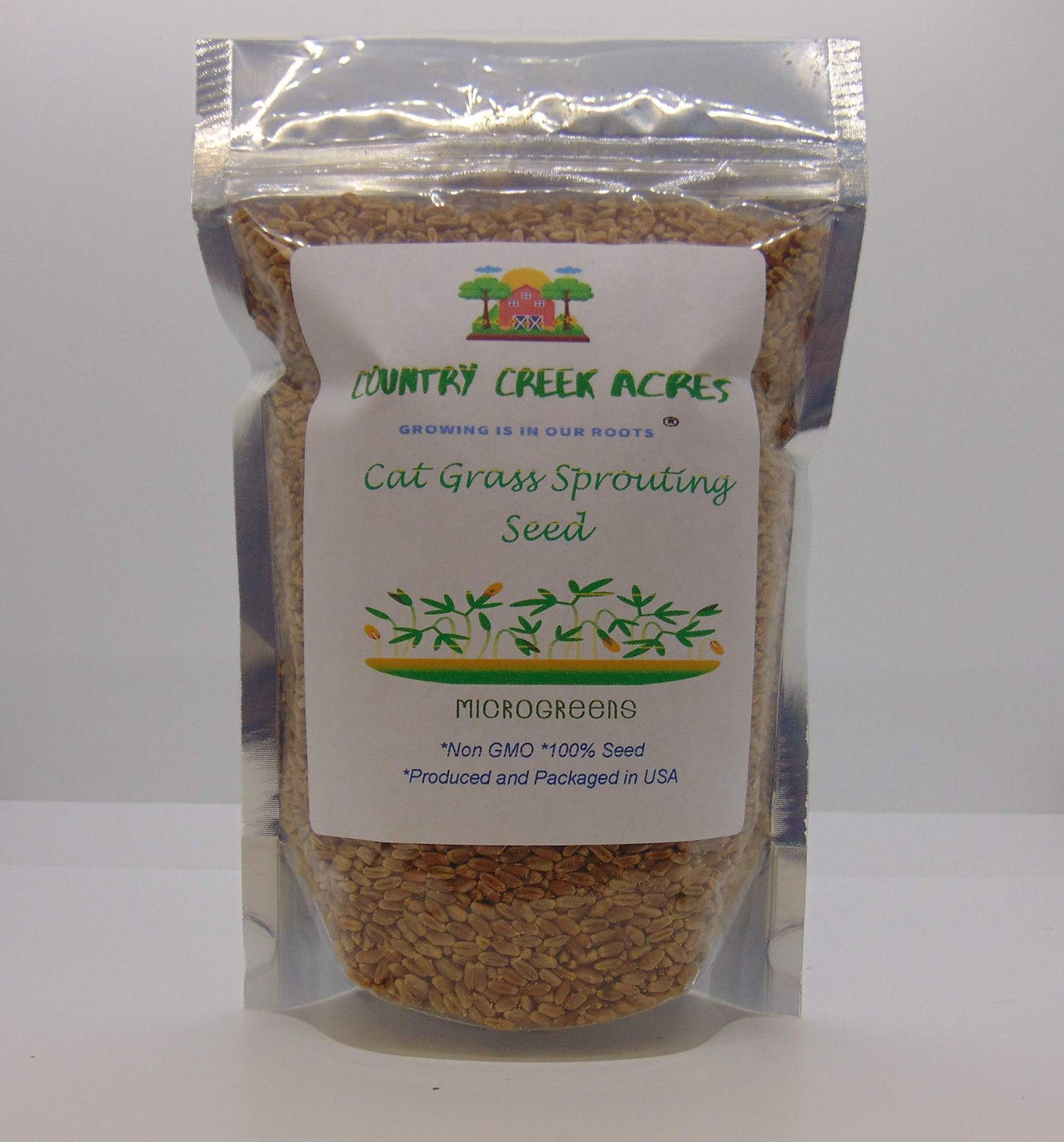 16oz Non-GMO Cat Grass Seeds – Hard Red Wheatgrass – USA Grown