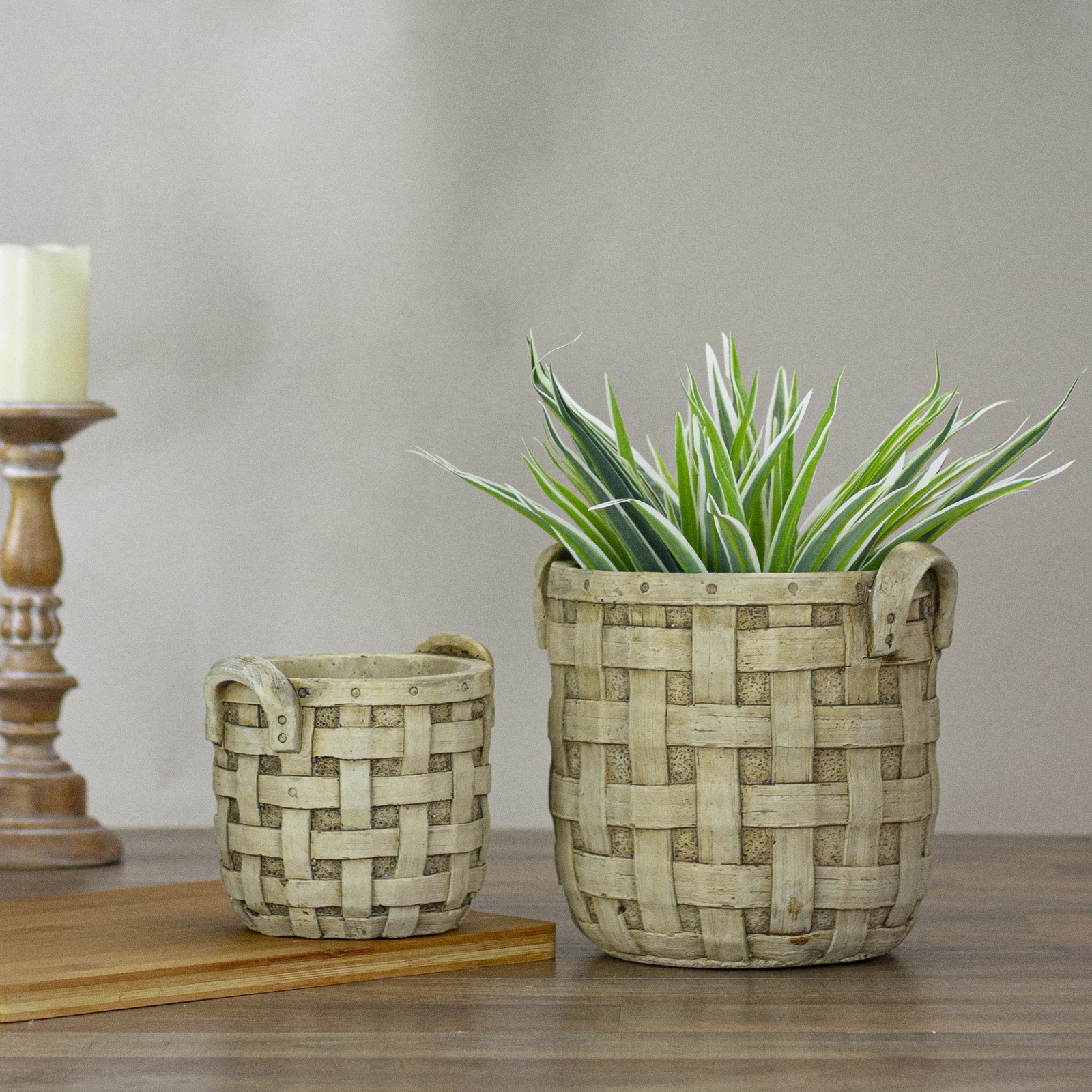 Napa Home & Garden Set of 2 Beige Tobacco Basket Planter Set 9.5″