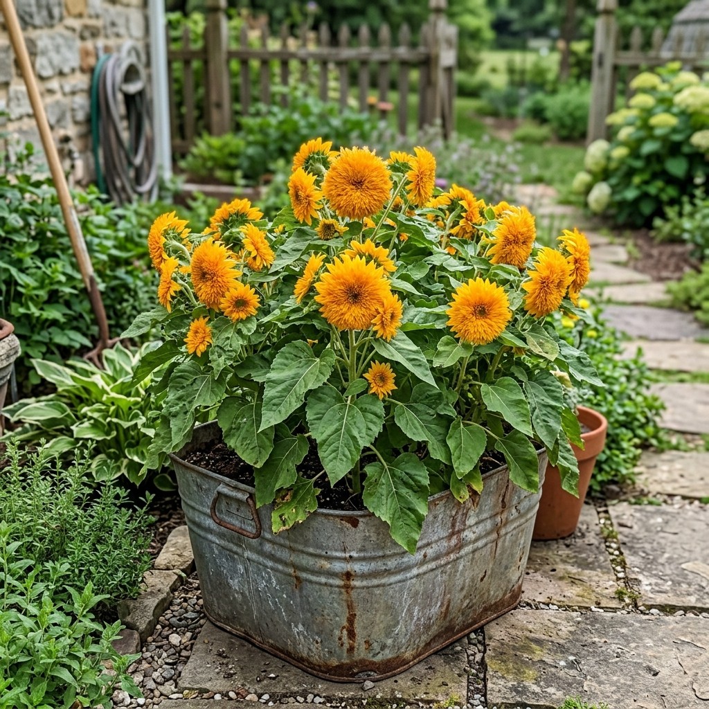 100 Count Orange Teddy Bear Sunflower Seeds – Long Lasting Patio Blooms
