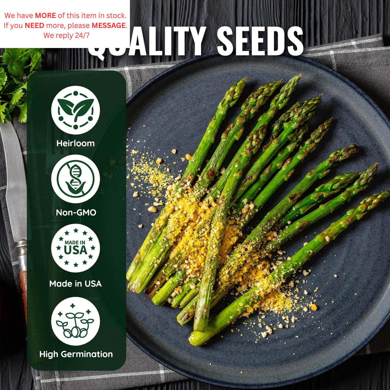 Mary Washington Asparagus Seeds – 900 Seeds, Non-GMO Heirloom green