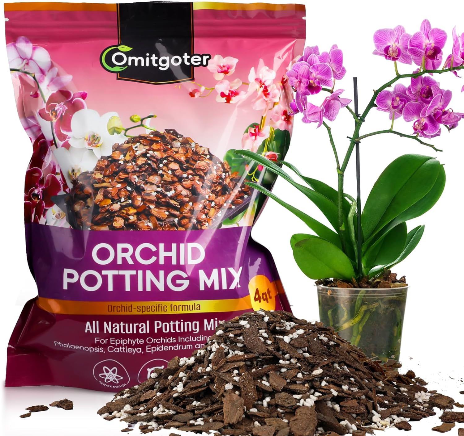 Organic Orchid Potting Mix 1Qt, Mixture of Orchid Bark and Perlite, Specifically