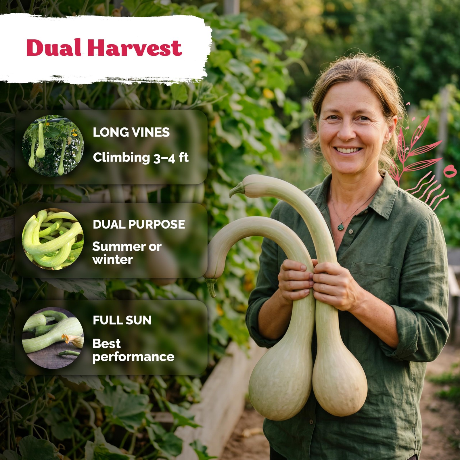 KVITER 40 Tromboncino Squash Seeds (Cucurbita Moschata)